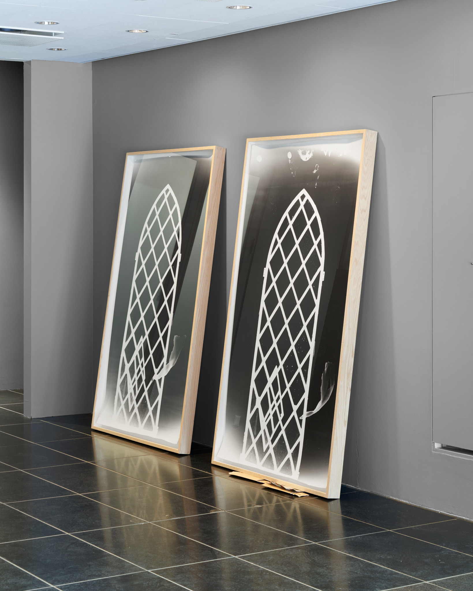 SOUL ESCAPES THROUGH WINDOW ONCE 2024 Photogram (baryta, oak frame) SOUL ESCAPES THROUGH WINDOW TWICE 2024 Photogram (baryta, oak frame, the works)