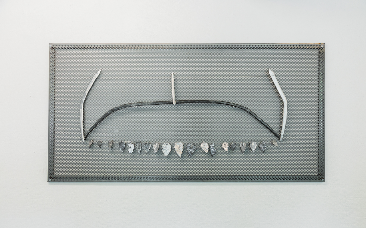 Maija Fox âways that roam usâ installation; casted aluminium, buttercups, forged steel, blue roll