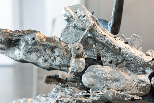 Maija Fox âways that roam usâ installation; casted aluminium, buttercups, forged steel, blue roll