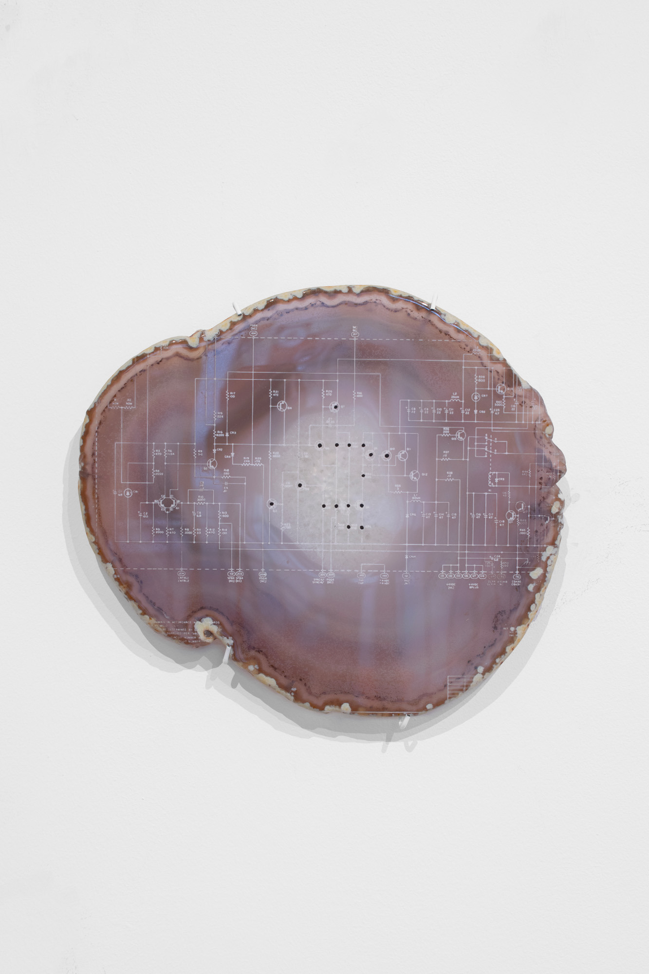Eyeballing (a30-31.jpg), Rachel Adams, Laser engraved agate, paint, 20.5 x 18 x 1 cm, 2024