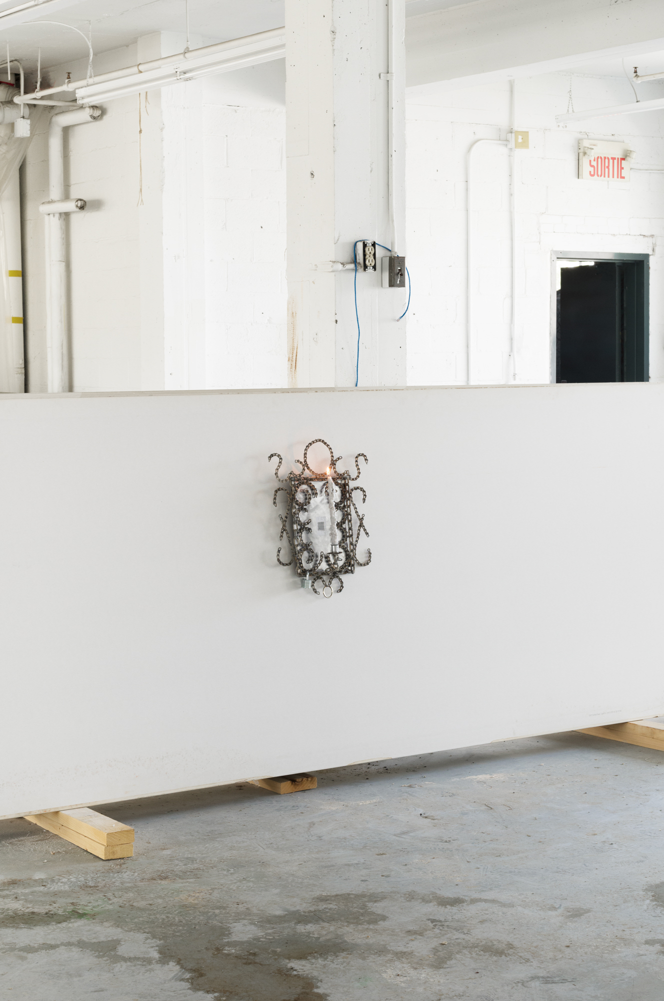 Boris Panaccio, "Portals I", 2024 Chain, steel plate, locks, print on vinyls 16 x 20 inches