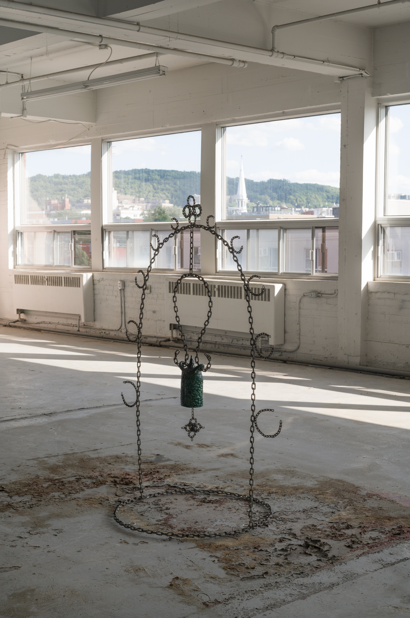 Cléo Sjölander and Boris Panaccio, "Angelus", 2024 Chains, ceramic 61 x 43 x 31 inches