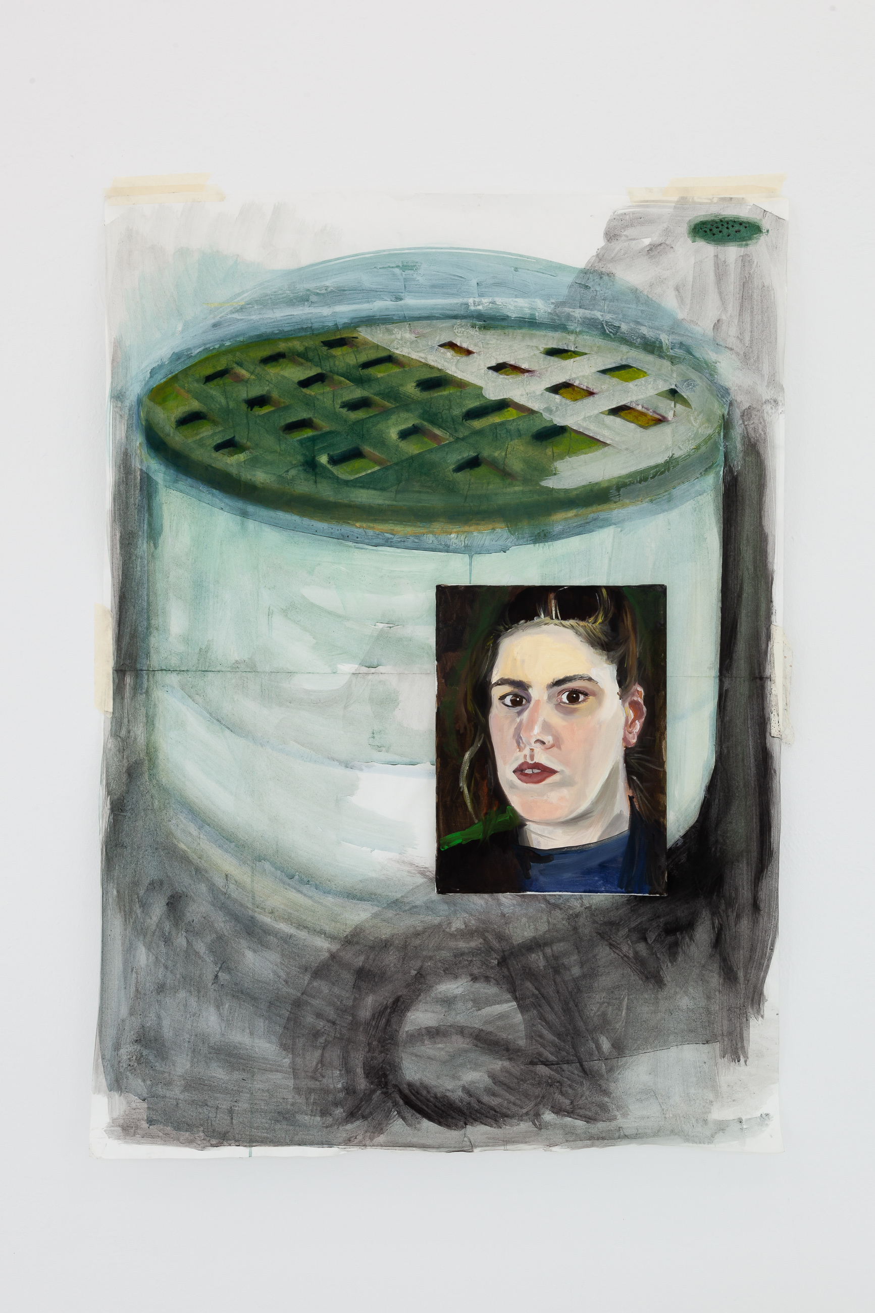 Sára Röth, Das ist keine Baustelle, 2023/24, Mixed media: oil on canvas, acrylic on paper, 90x124x1,5 cm