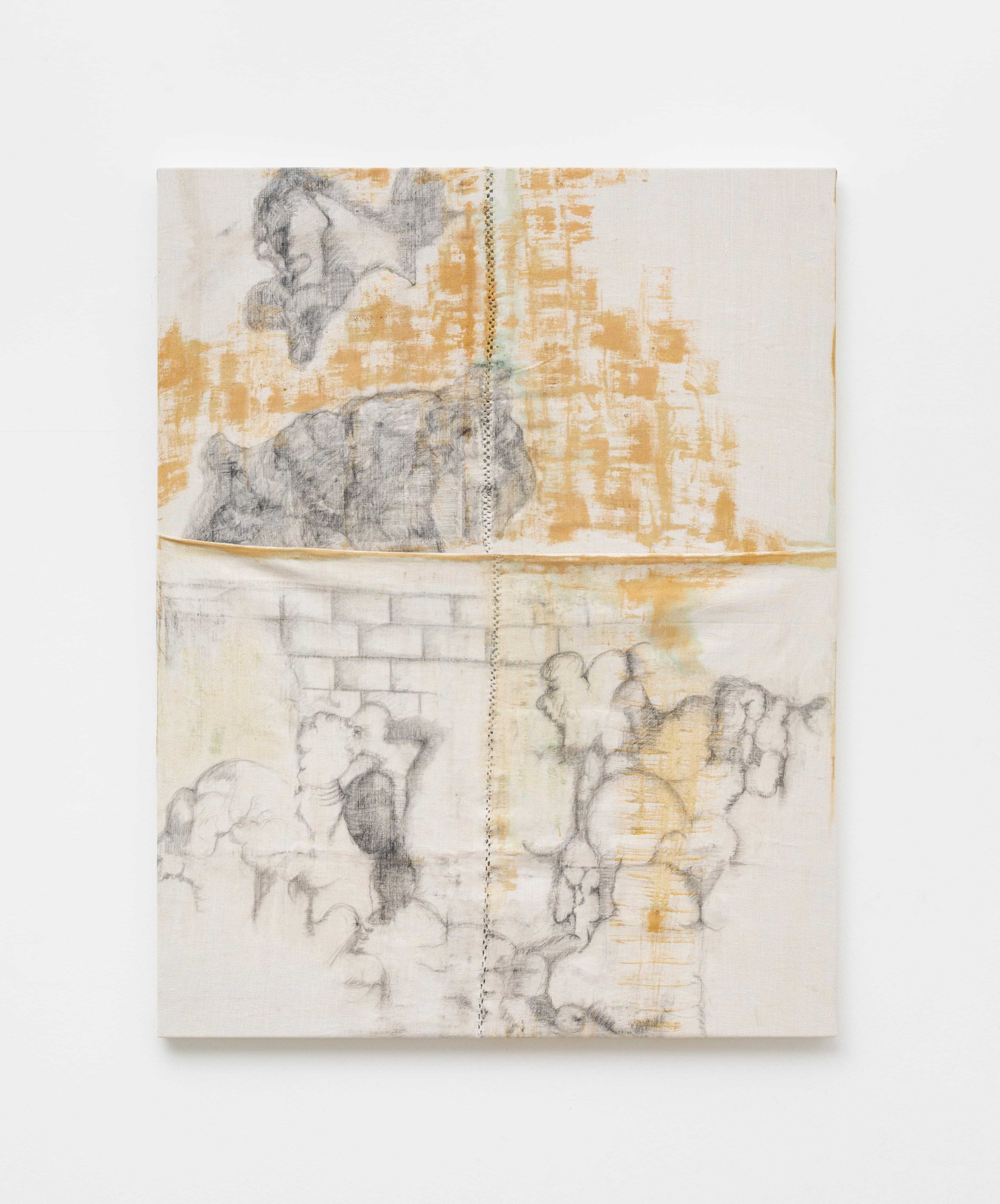 Sunbury, 2024, 91x117cm Charcoal, acrylic medium, corrosion on found material