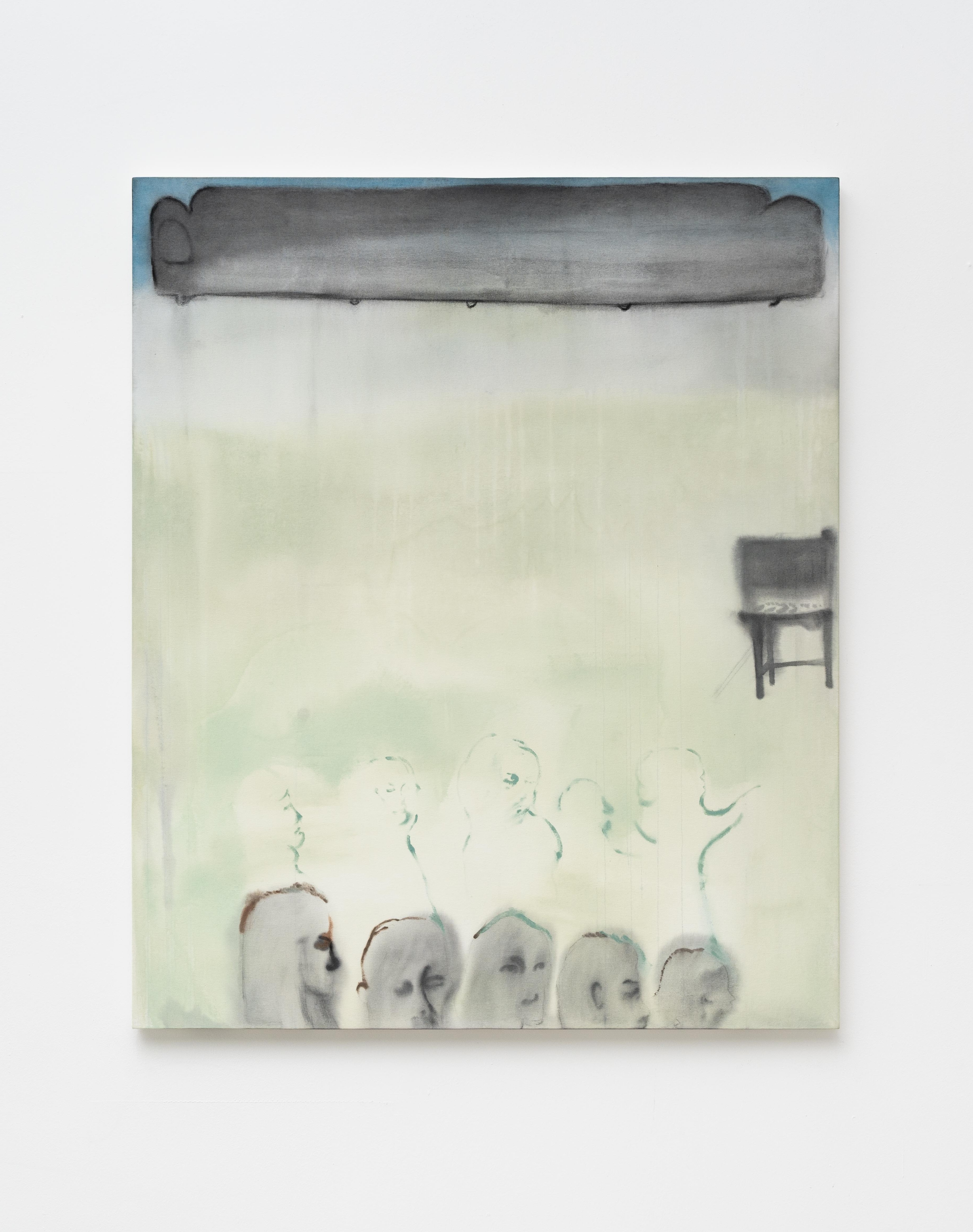 Room: It Smells of Pistachio, 2024, Acrylic and conté, 87x105cm