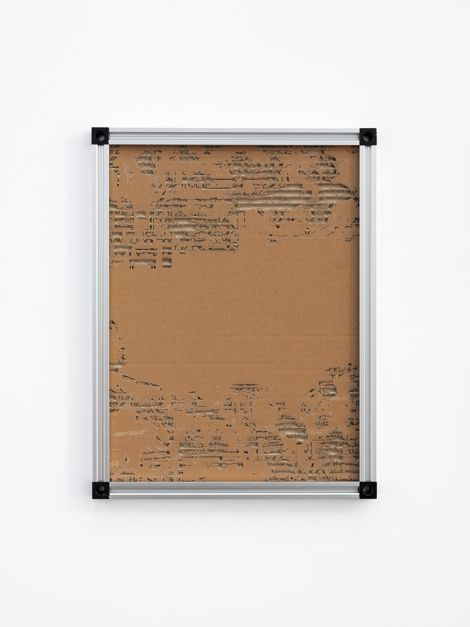 Time Compression 1, 2024 Engraved cardboard, aluminium v slot 33 x 43cm