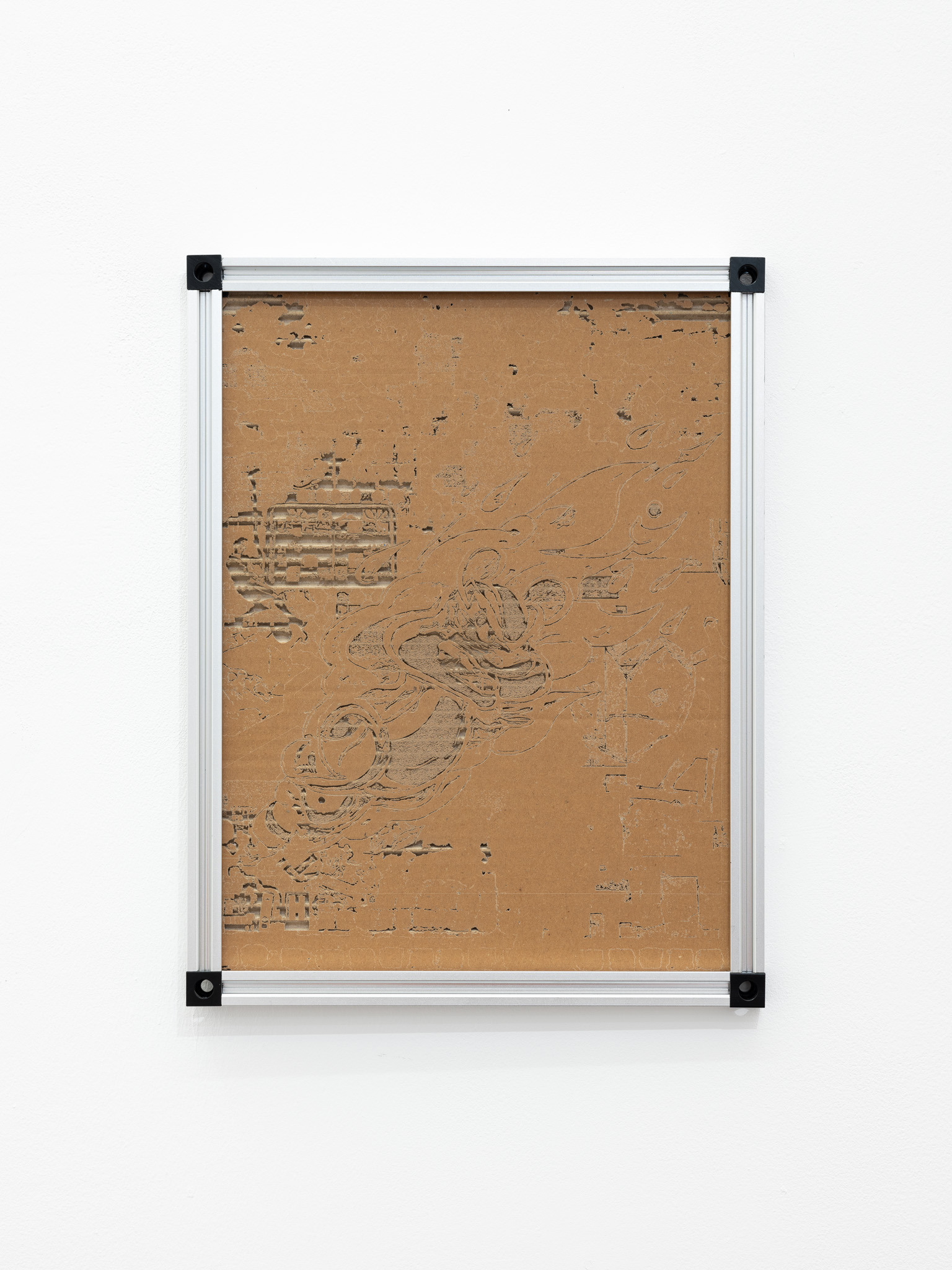 Time Compression 4, 2024 Engraved cardboard, aluminium v slot 33 x 43cm