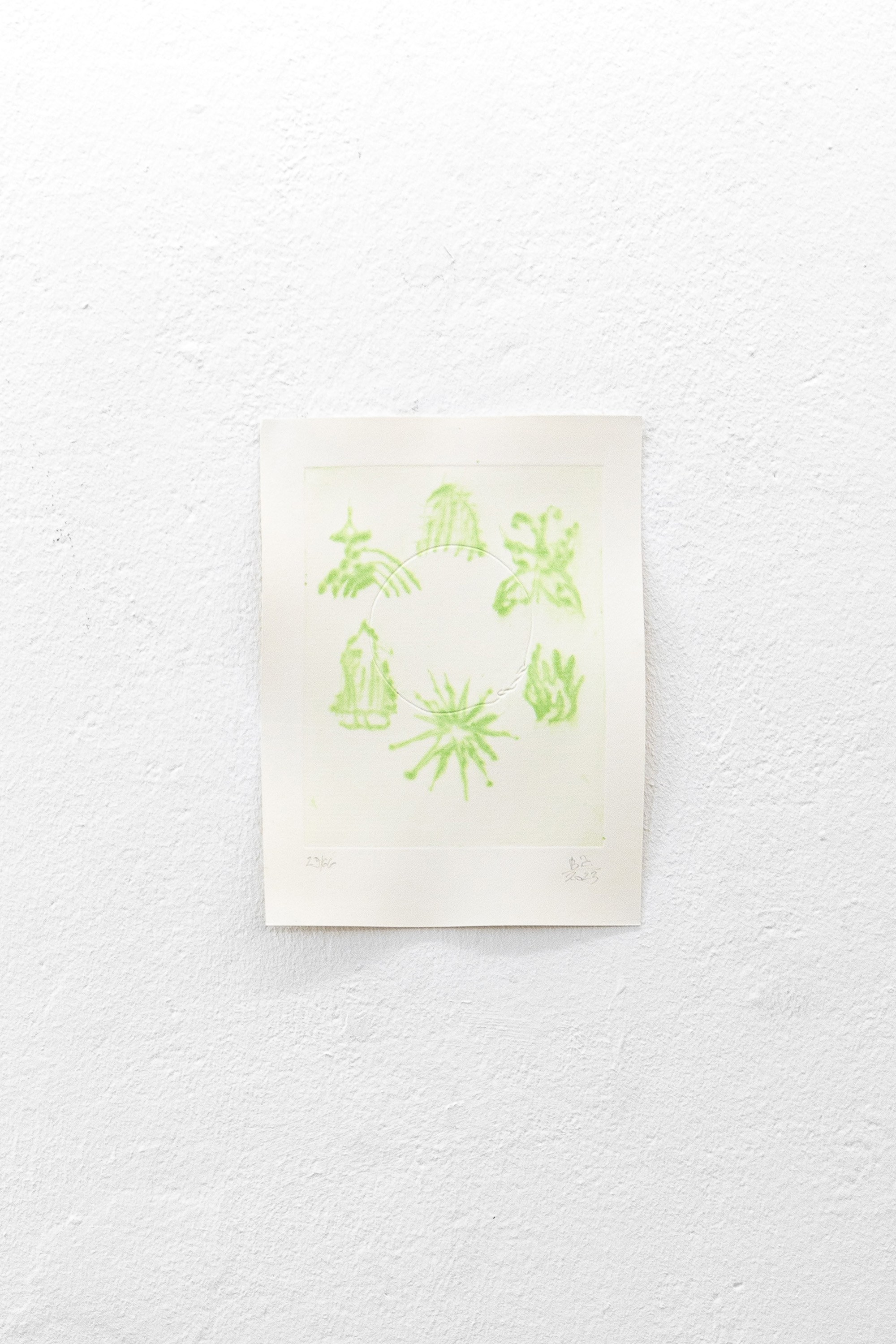 Vladimir Chernyshev, "Closed Circle" 2023 Etching, drypoint, embossing, pearlescent green, 290 g/m² cotton. 66 + 9 A.P.