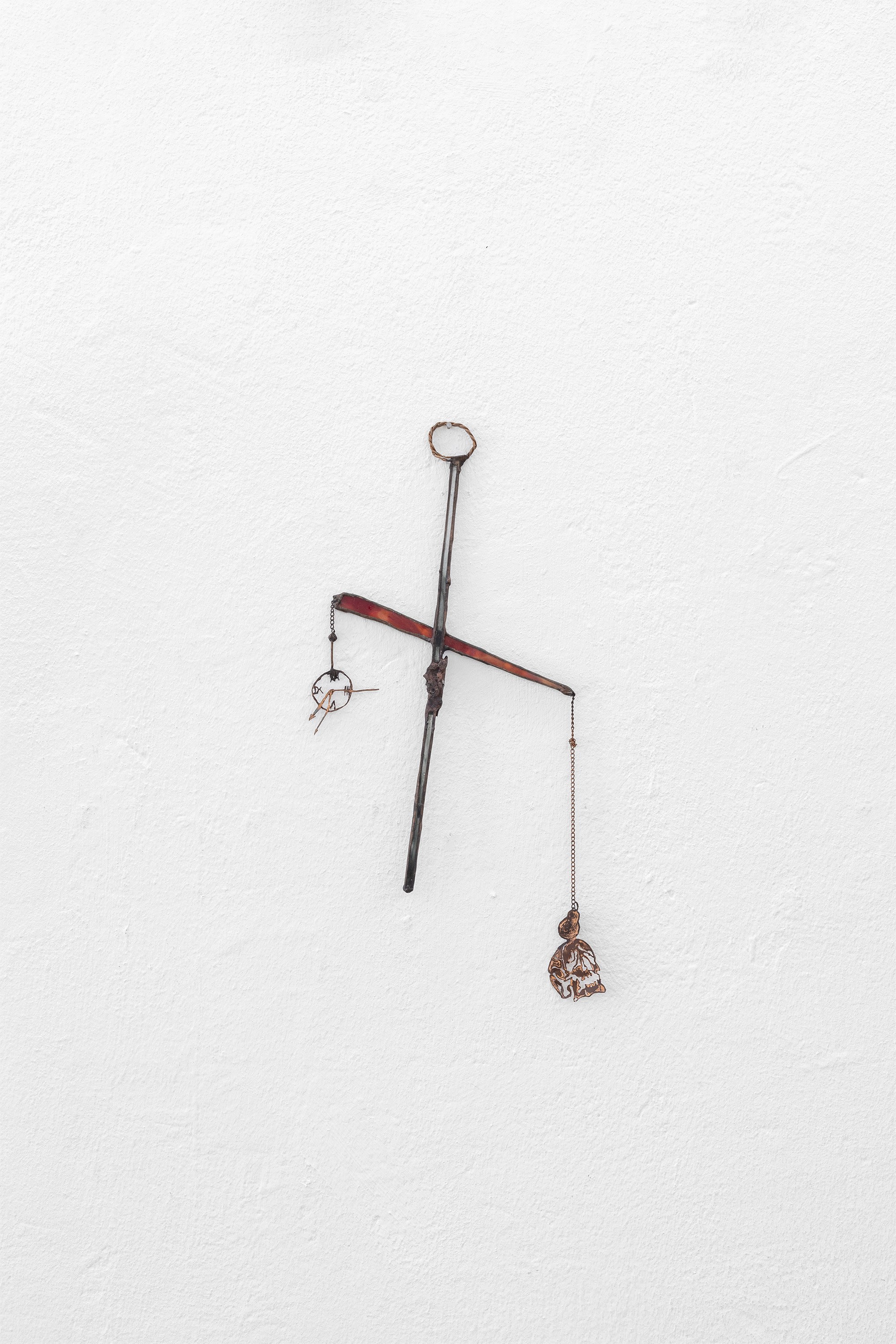 Arina Avilova, "Persistent Day" 2023 Copper, tin, lead, stained glass, patina.