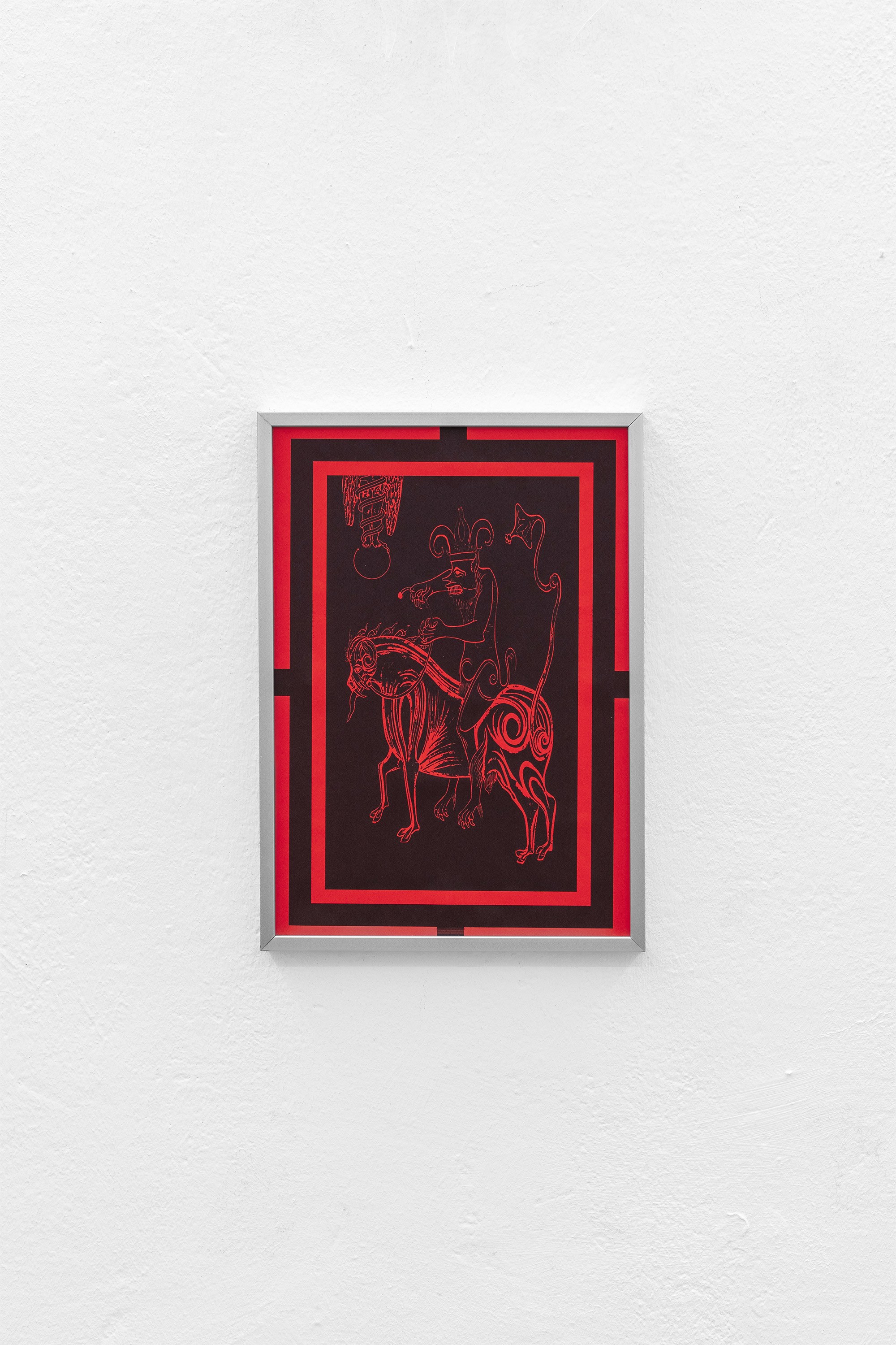 Pavel Polshchikov, "Die Erde erstickt an ihrem eigenen Blut" 2024 Paper, UV printing, aluminum frame.