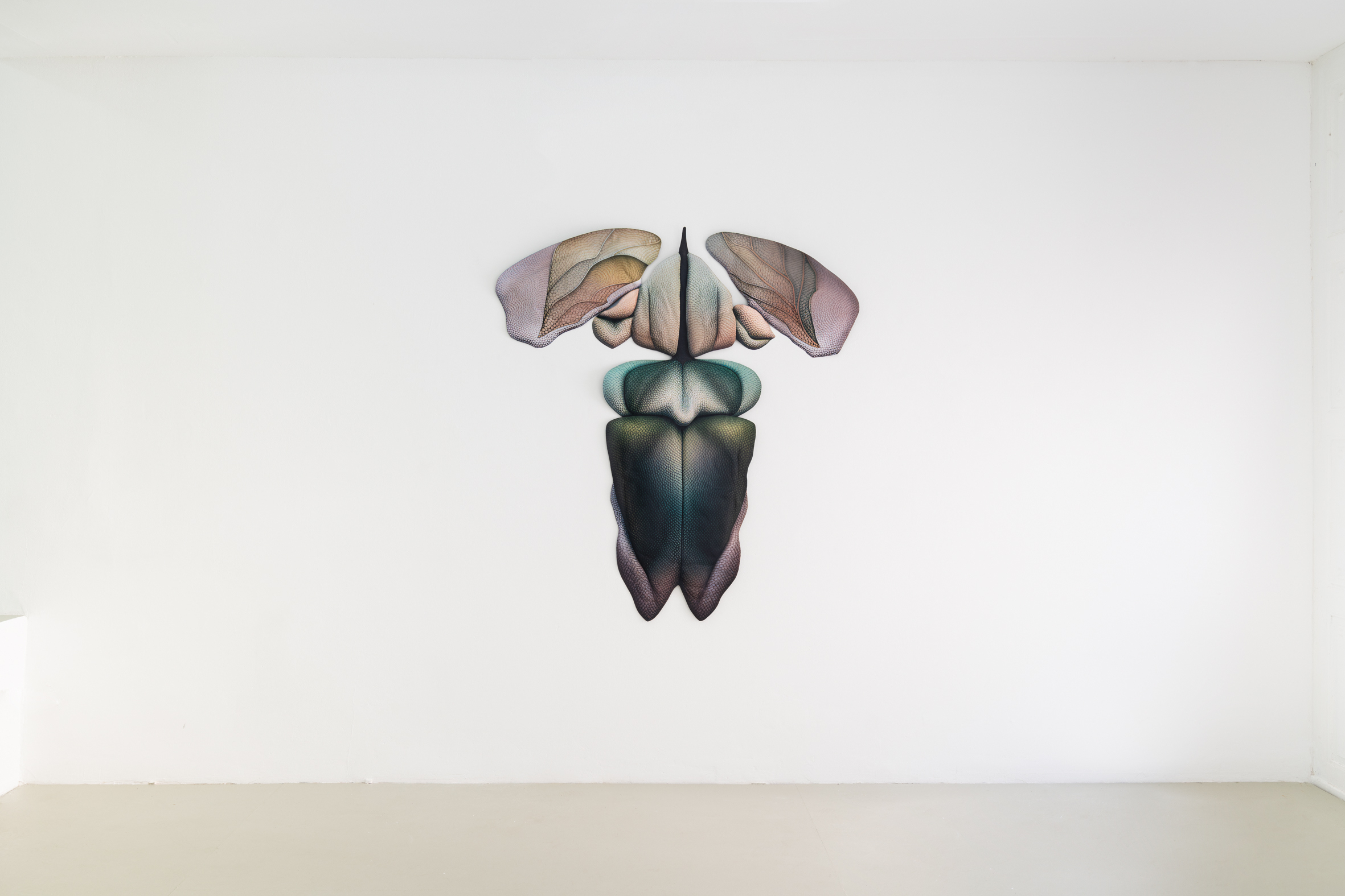 Caroline Delieutraz, Seed 184, 2024, digital print on polyester fabric, quilting, beads, 165 x 149 cm