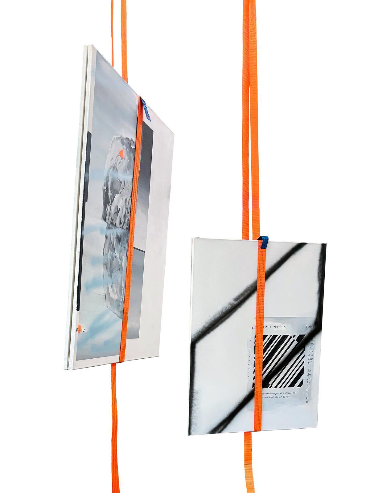 Michael WeiĂköppel, "Floating thoughts" (2024). Acrylic on canvas, tension straps variable dimensions, 120x90cm. Image courtesy of Tick Tack