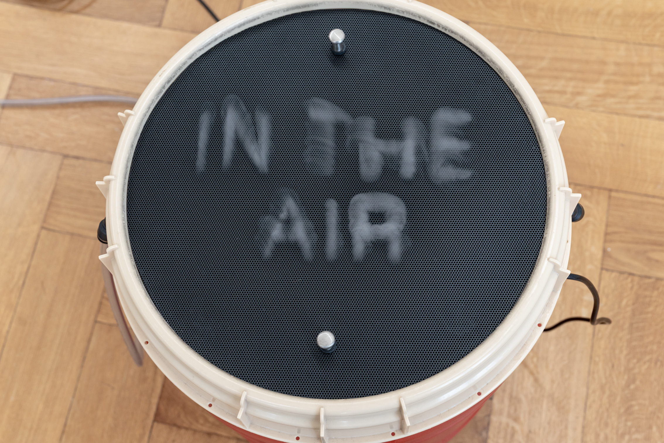 Lennart Lahuis, "When is it that we feel change in the air" (detail), 2021 - 2022, water, containers, trash can, waterboiler, vaporizer, pneumatic system, dimensions variable.