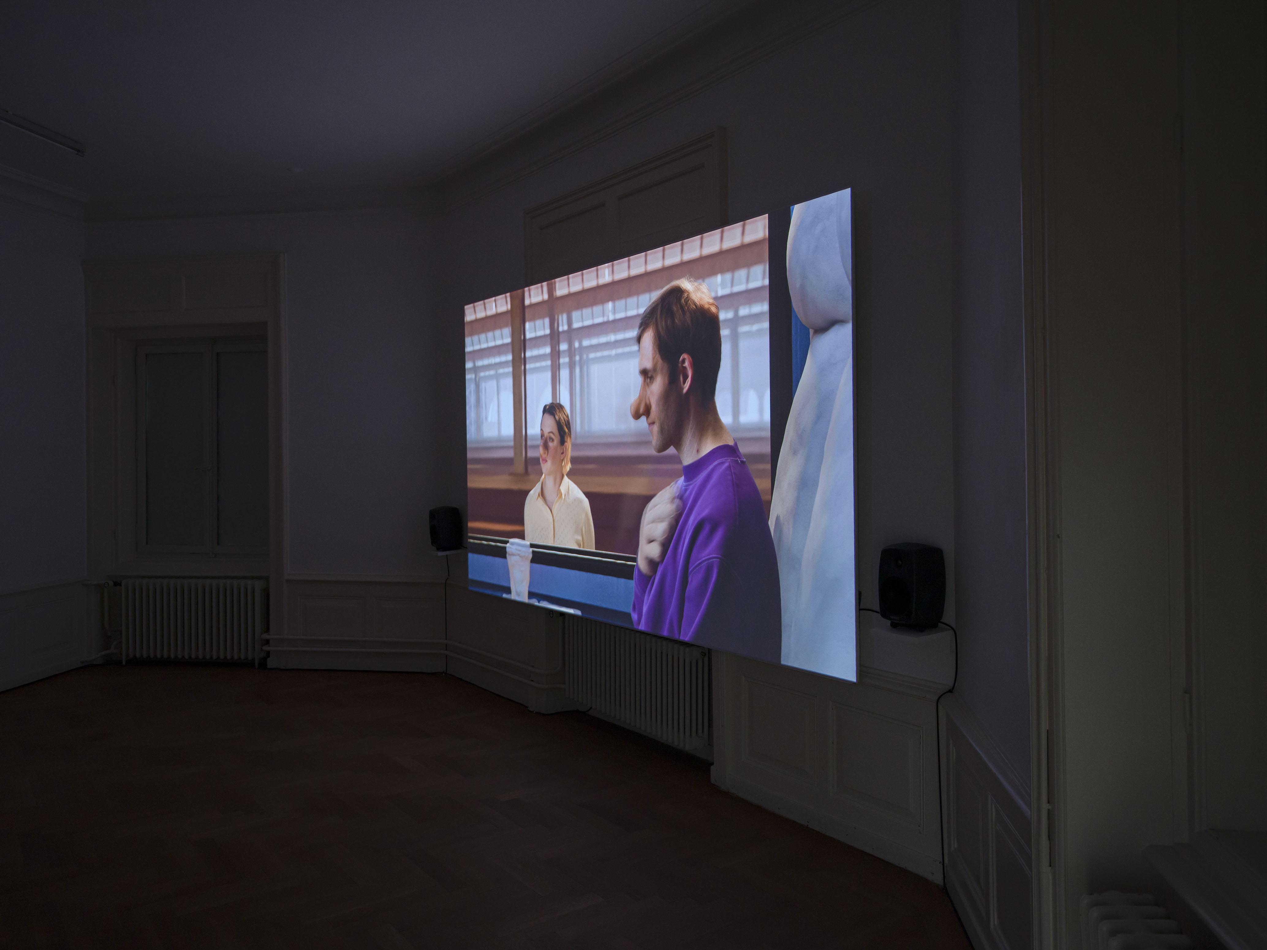 Milva Stutz, Delay, video still, 2024, Exhibition View „If You See Me Stumble“, Kunsthaus Langenthal, 2024. Photo: Cedric Mussano, Courtesy: The artist, Galerie Barbara Seiler.