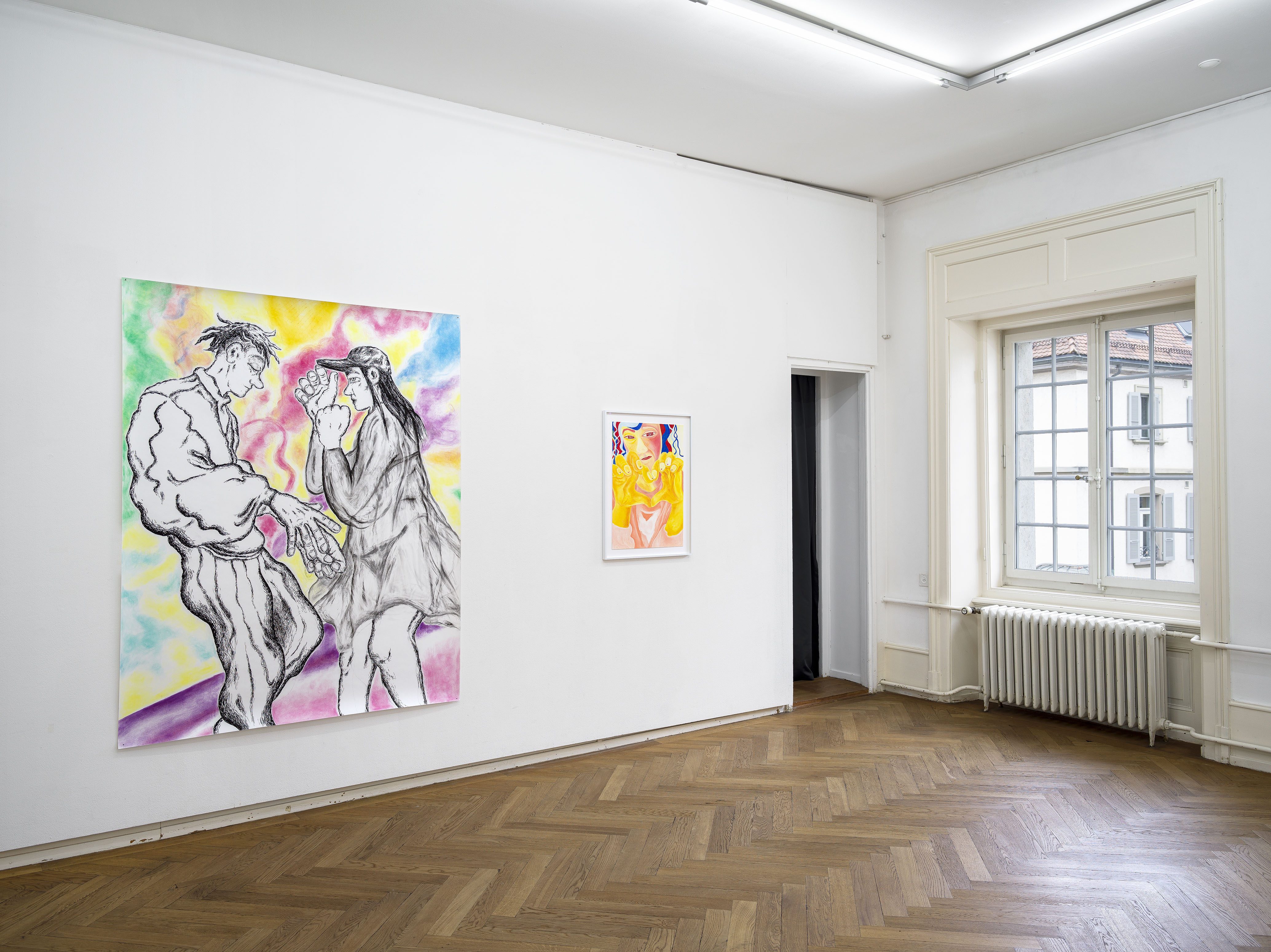 Milva Stutz, Night Out, 2021 / Handheart, 2024, Exhibition View „If You See Me Stumble“, Kunsthaus Langenthal, 2024. Photo: Cedric Mussano, Courtesy: The artist, Galerie Barbara Seiler.