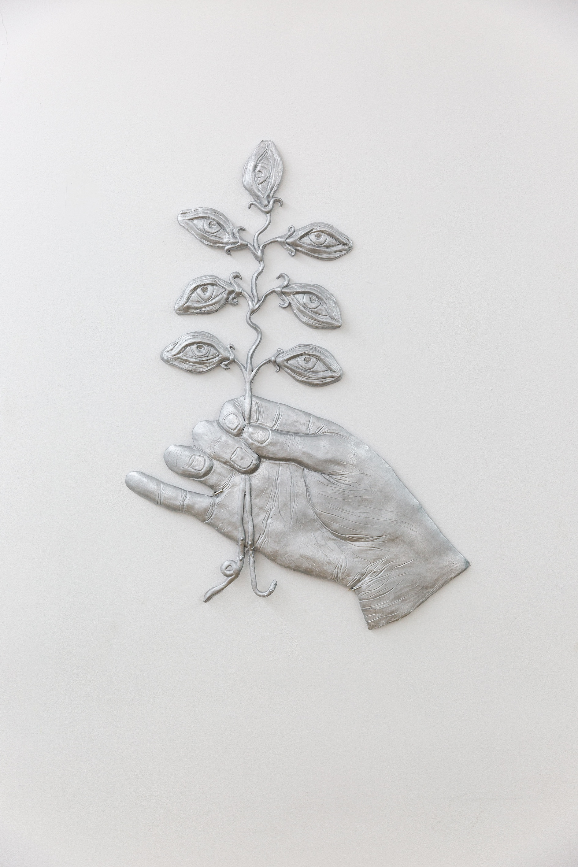 Dimitris Gketsis, Offering II, 2024, epoxy resin and aluminium leaf, 75 x 54 cm