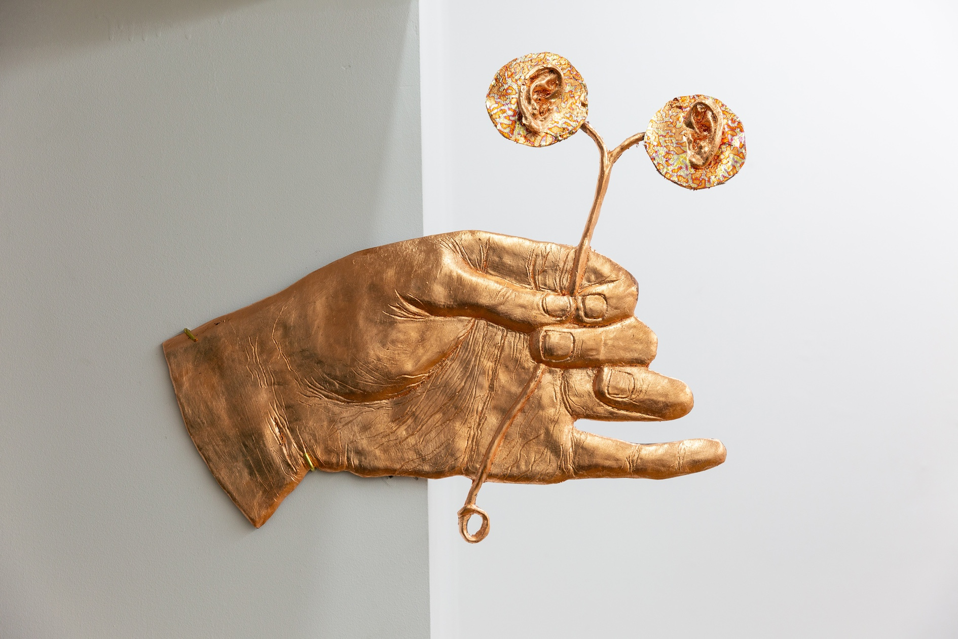 Dimitris Gketsis, Offering III, 2024, epoxy resin and copper leaf, 45 x 54 cm