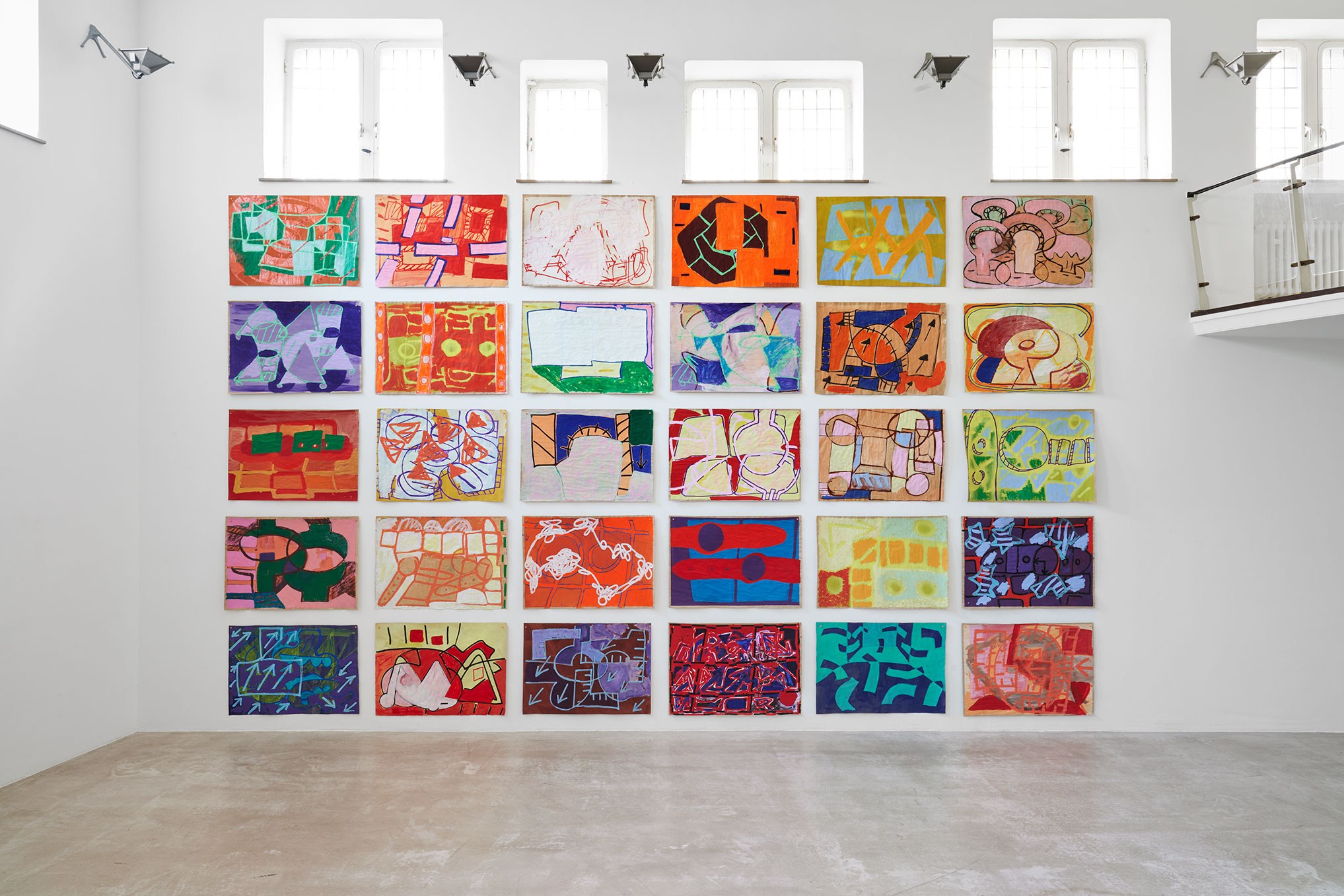 30 paintings on paper; 100 x 70 cm; acrylic, spray paint, marker