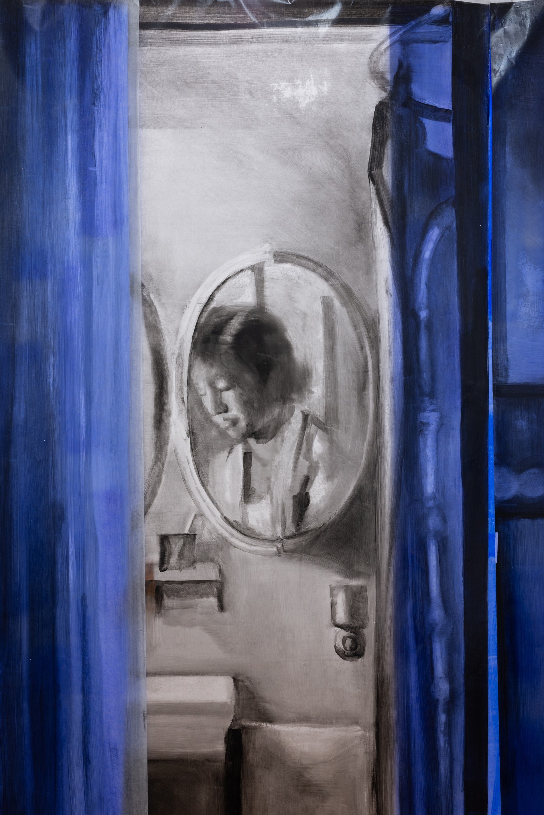 Annabelle Agbo Godeau, Aboard (detail), 2024, oil on waxed paper, 200x243 cm  © The artist photo: Bernhard Adams