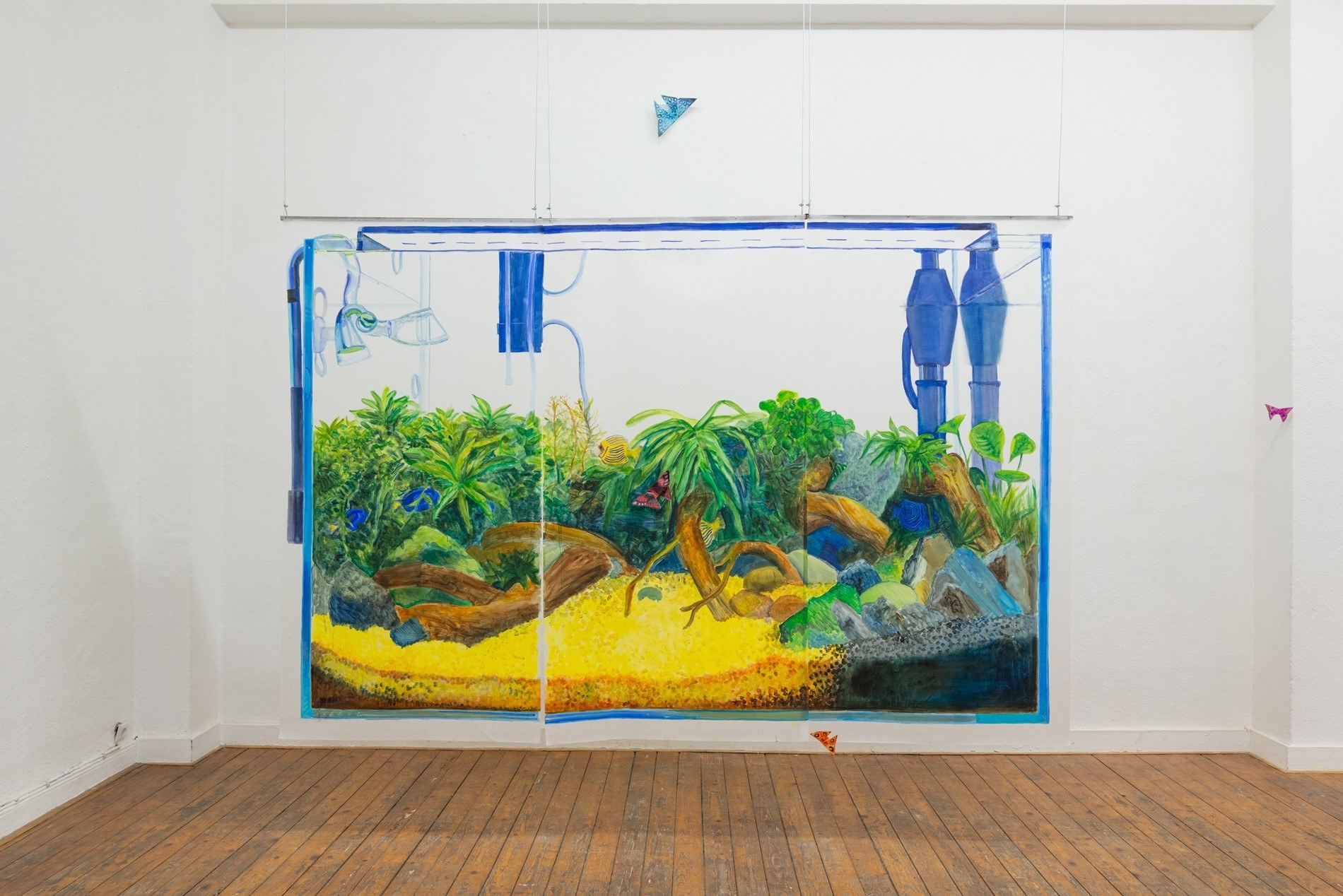 Annabelle Agbo Godeau, Aquarium, 2024, oil on waxed paper, 200x300 cm  © The artist photo: Bernhard Adams