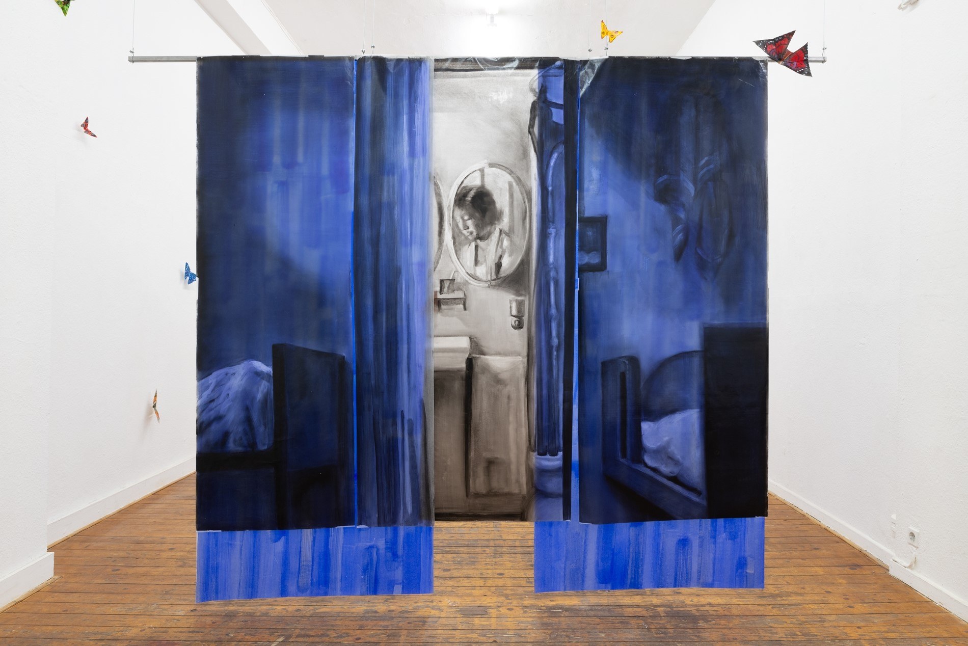 Annabelle Agbo Godeau, Aboard, 2024, oil on waxed paper, 200x243 cm  © The artist photo: Bernhard Adams