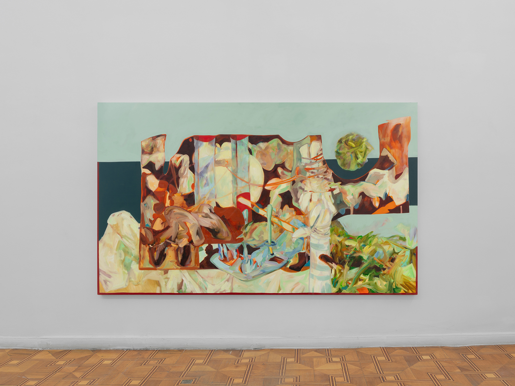 Nina Kintsurashvili, Here's The Sea And Who Shall Drain it Dry, 2024, Oil on Linen, 150x250 cm