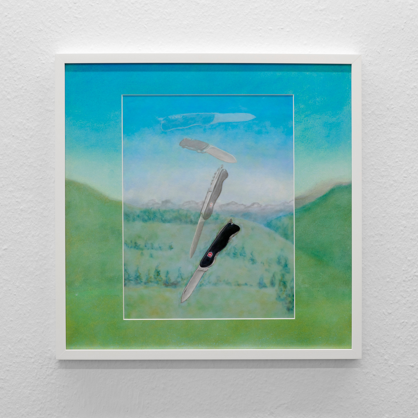 Adam Cruces, A Falling Knife Has No Handle, 2024, Pastel on velour and mat board, 62 x 62 cm