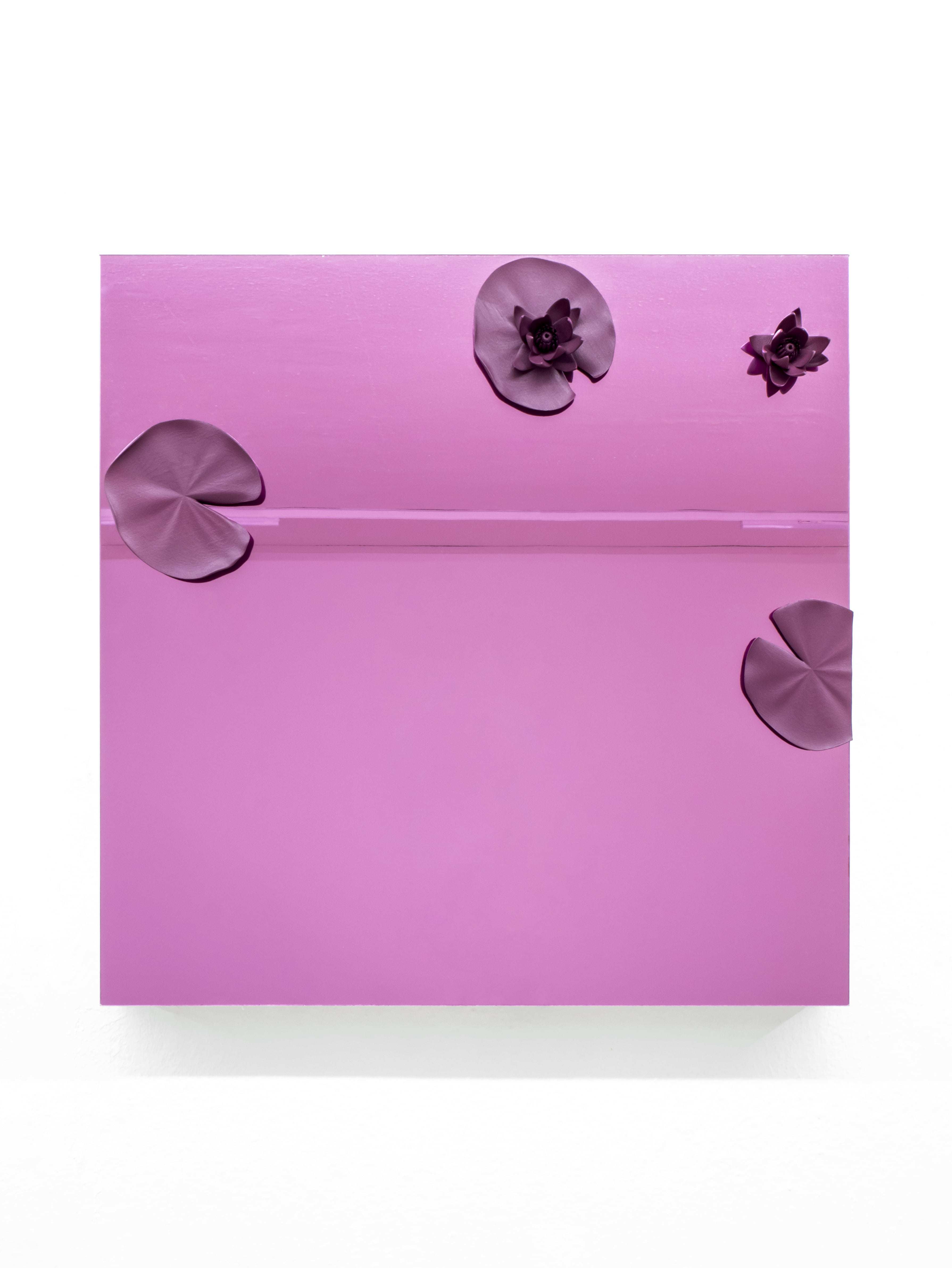 Adam Cruces, Water Lilies (Pink), 2024, Acrylic and polyamide SLS on plexiglass, 60 x 60 cm