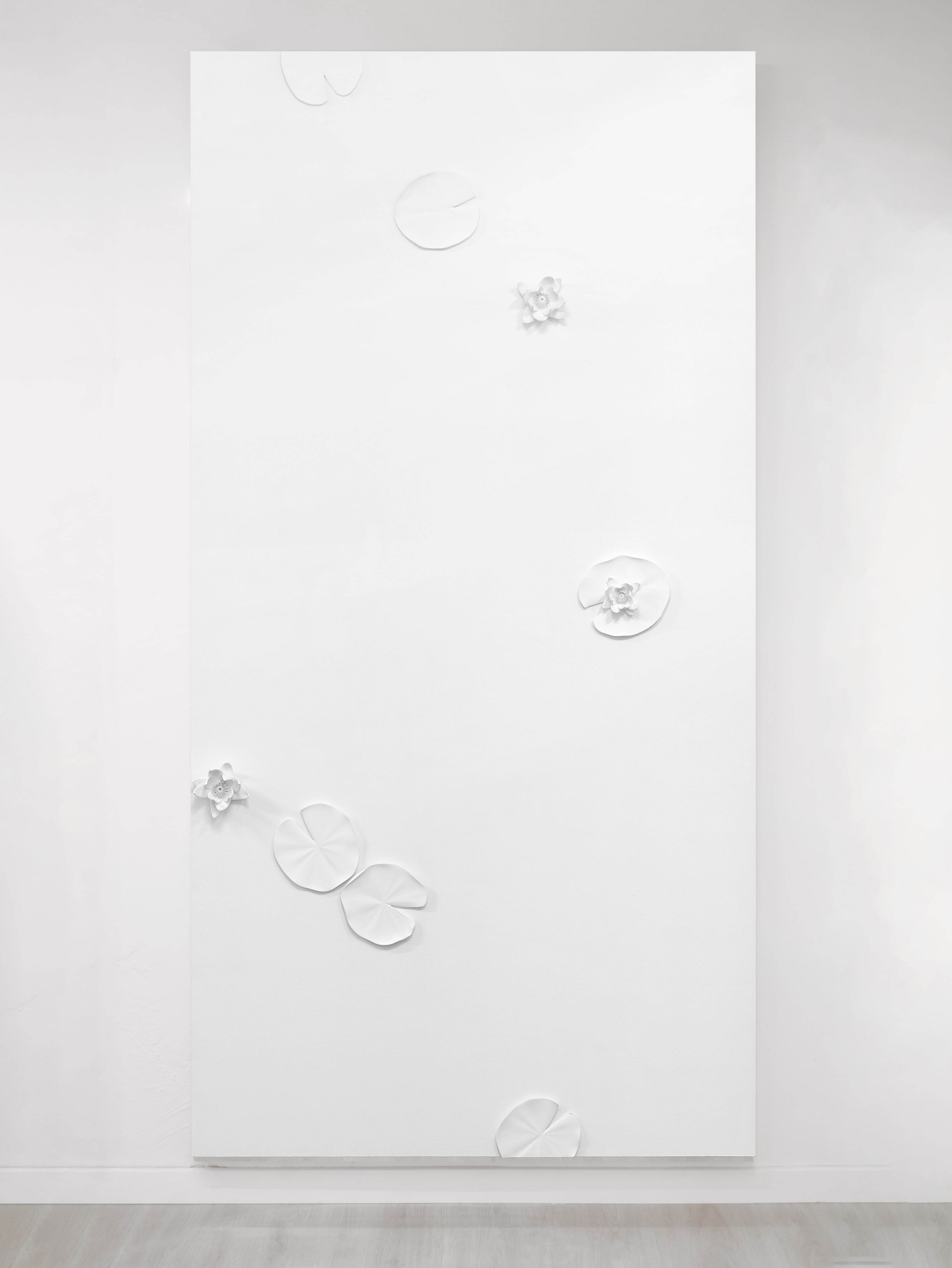 Adam Cruces, Water Lilies (White), 2023, Acrylic on 3D prints and wood, 200 x 100 x 10 cm