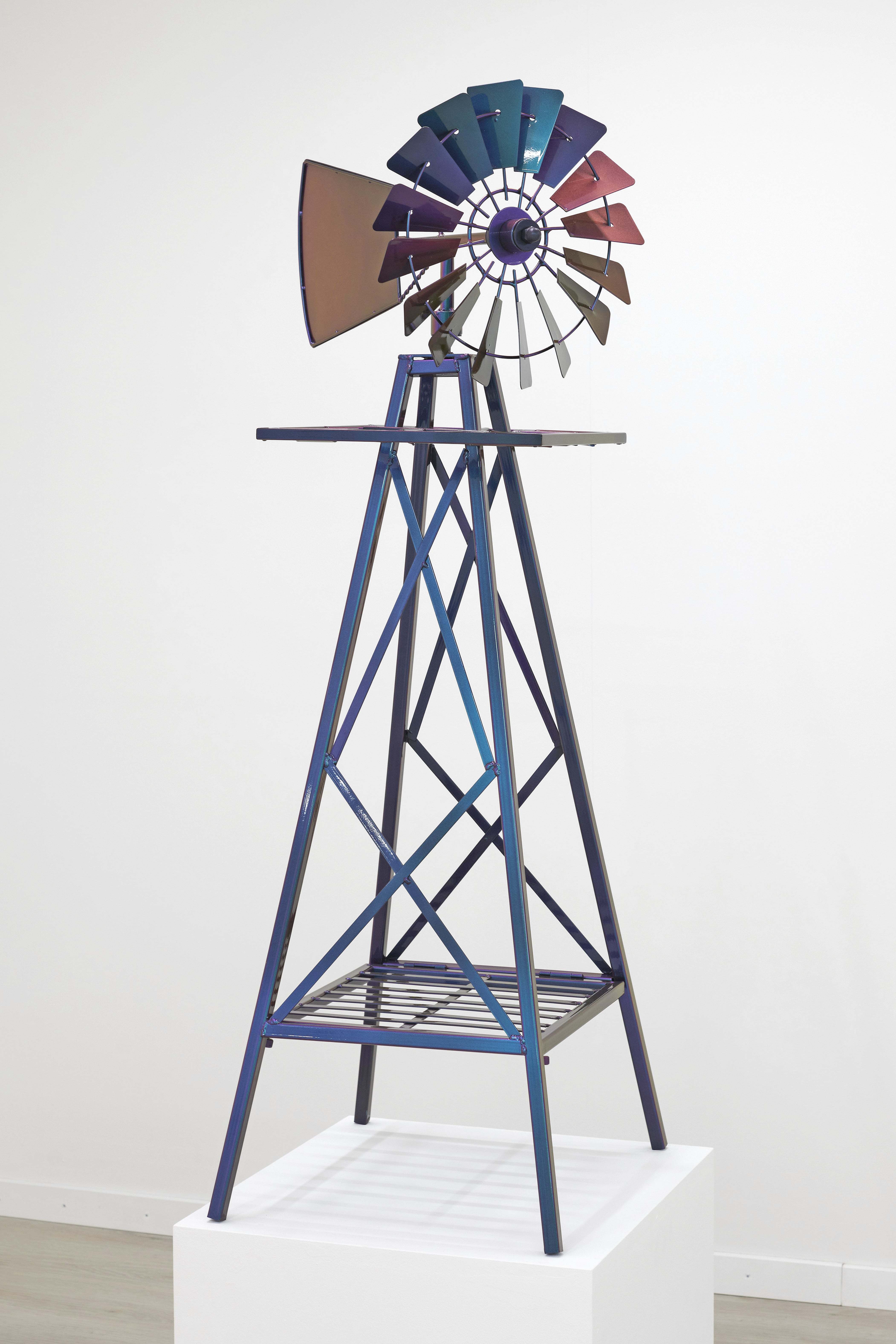 Adam Cruces, Windmill, 2024, Acrylic on metal, 120 x 55 x 55 cm