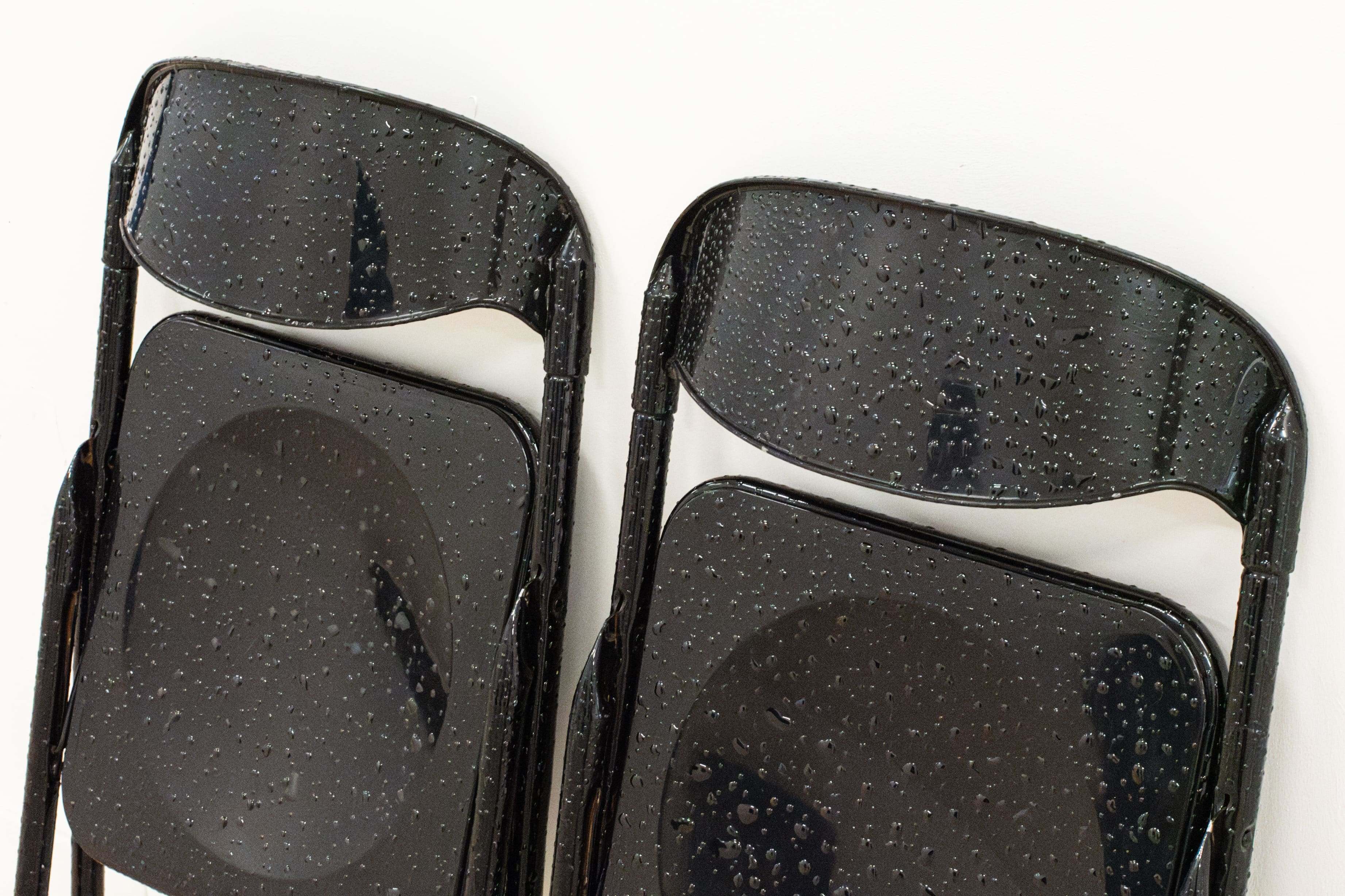 Leolie Greet, sweating the dust away, modified chairs, epoxy, 2024. Second Impressions, 14.09-20.10.24, KOMPLOT. Image Sara Hamedi