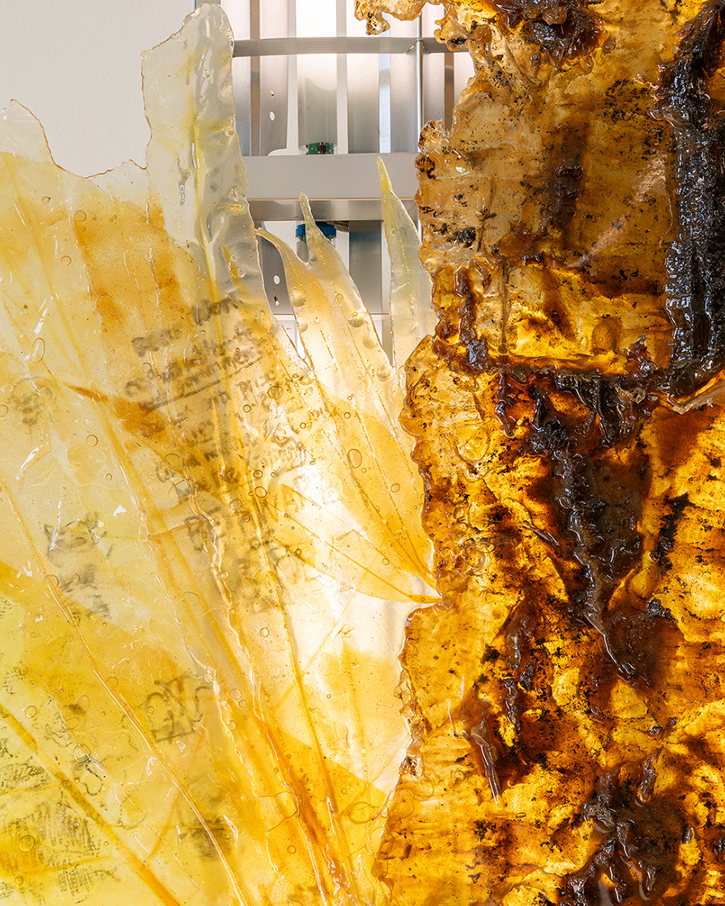 Exhibition view; Chloé Delarue, TAFAA - UNNECESSARY DOUBT (SNITCH II), 2024, detail, CALM - Centre d'Art La Meute, Lausanne, Switzerland, 2024 / Photo: Théo Dufloo/Courtesy of the artist, galerie frank elbaz and CALM.