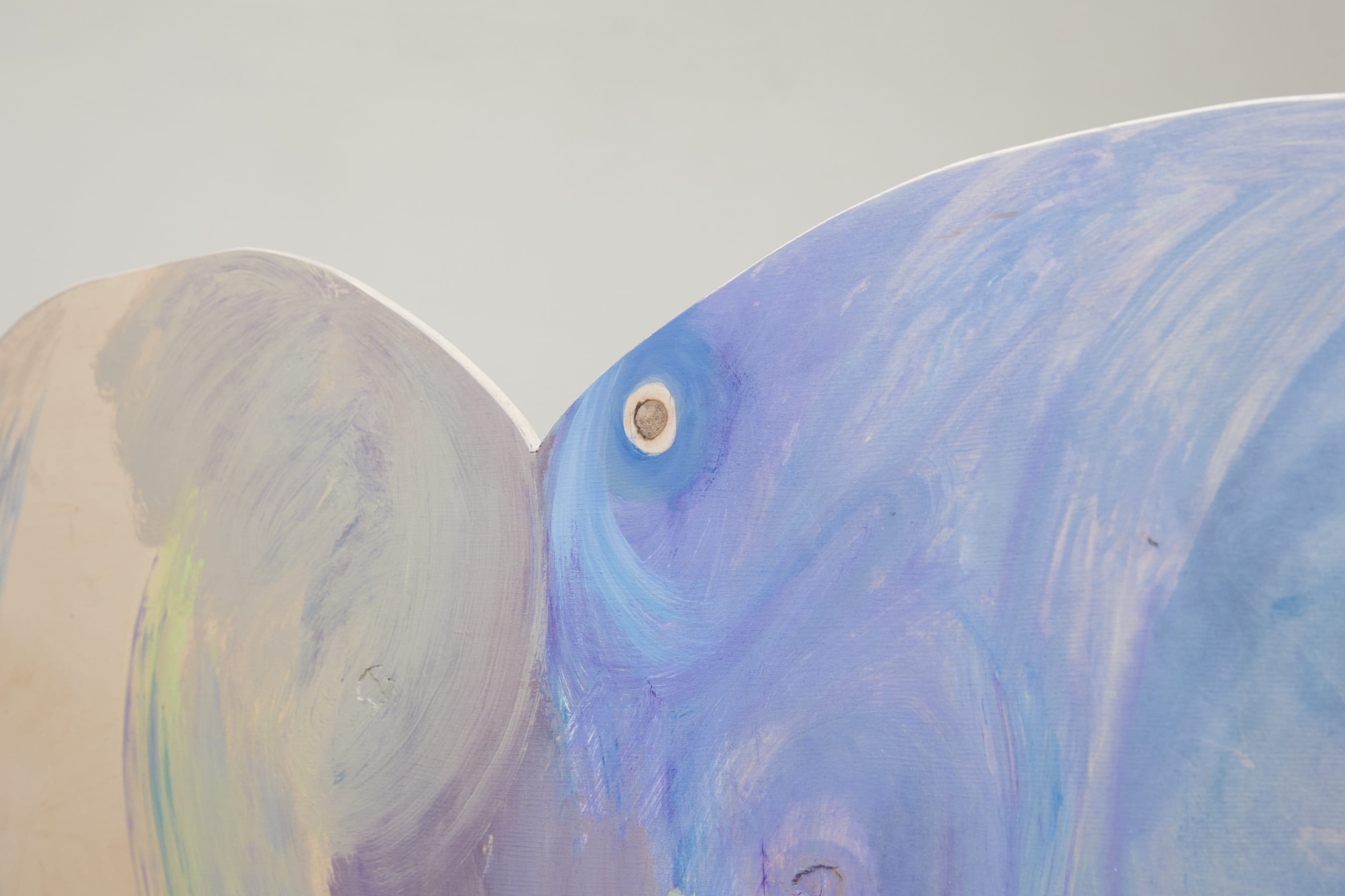 Katya Antoshkina, «Background â? clouds/thunder», 2024. Acrylic on plywood, mixed media. Photo: Katya Vlasova.