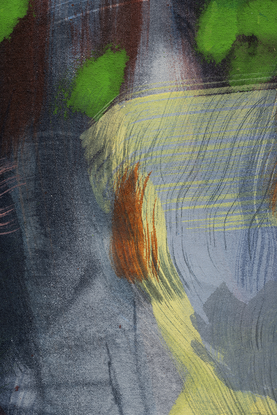 Ana Manso, âwebâ (detail), 2024 (Tie-dye, acrylic and oil on canvas, 50 x 35 cm).