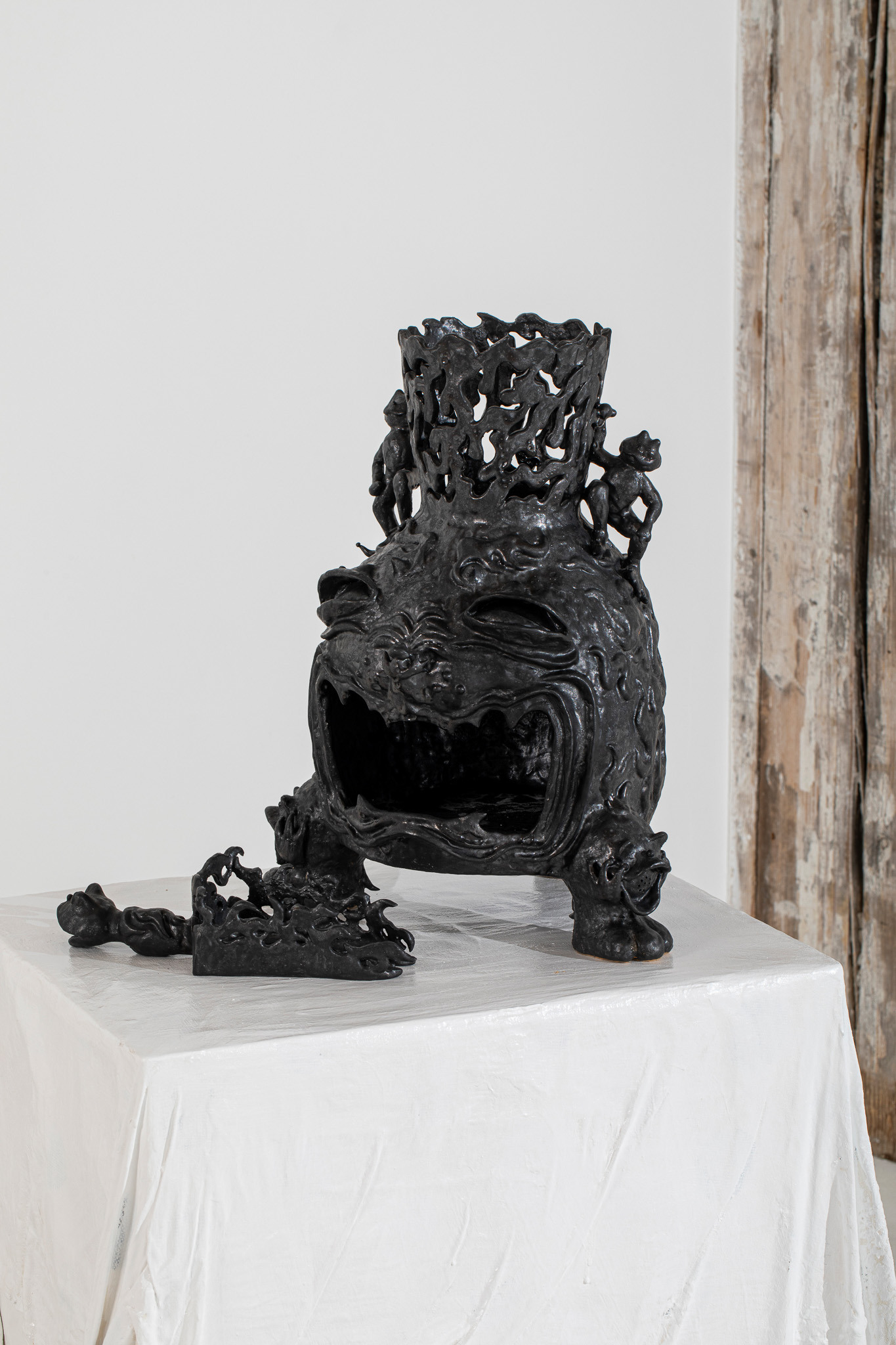 Timur Aloev, Hellmouth Stove, 2023; exhibition view from To the Bottom of the Goblet, Art Quarter Budapest