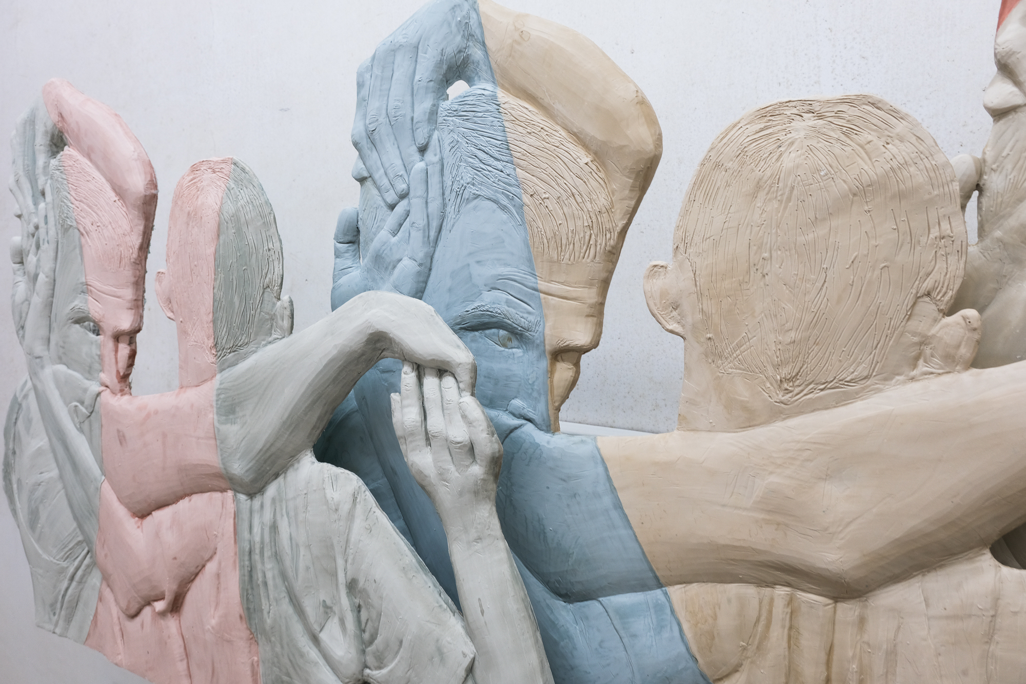Take Yours and Give Me Mine (detail), 2024, Aqua resin & pigment, 34.5 x 112 x 6 inches