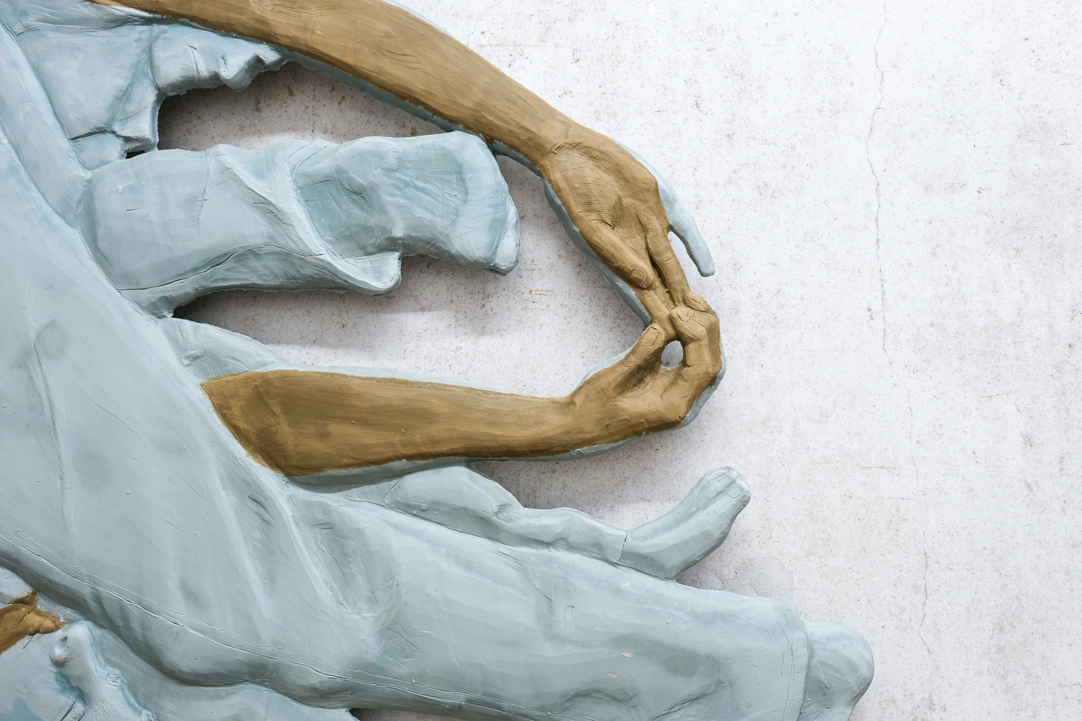 Duet - Large Intestine (detail), 2024, Aqua resin & pigment 34 x 41.25 x 1 inches