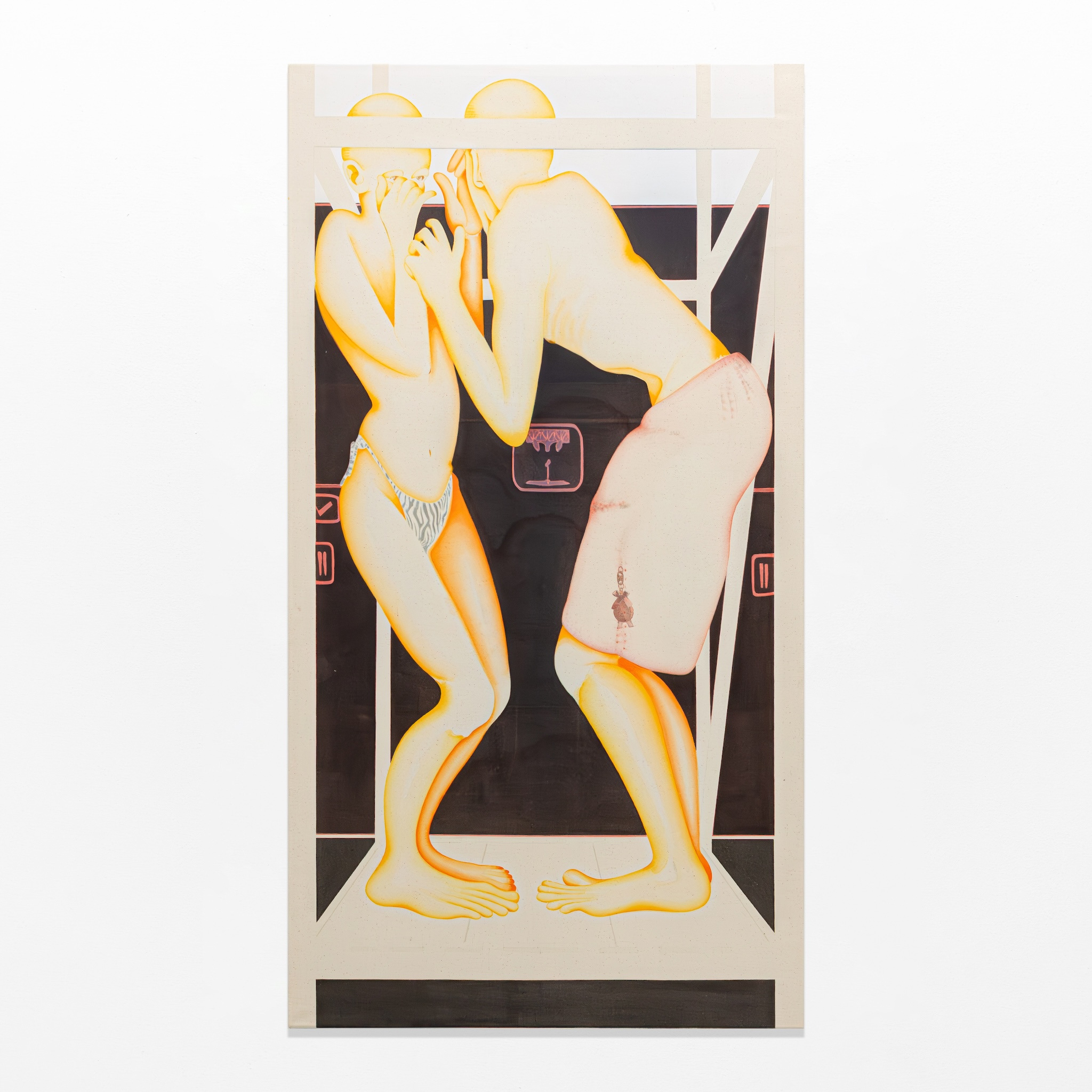 Anna Rettl, "Sculpture (terre), after Camille Claudel", 2024. Mixed media on canvas. 150.0 x 80.0 cm
