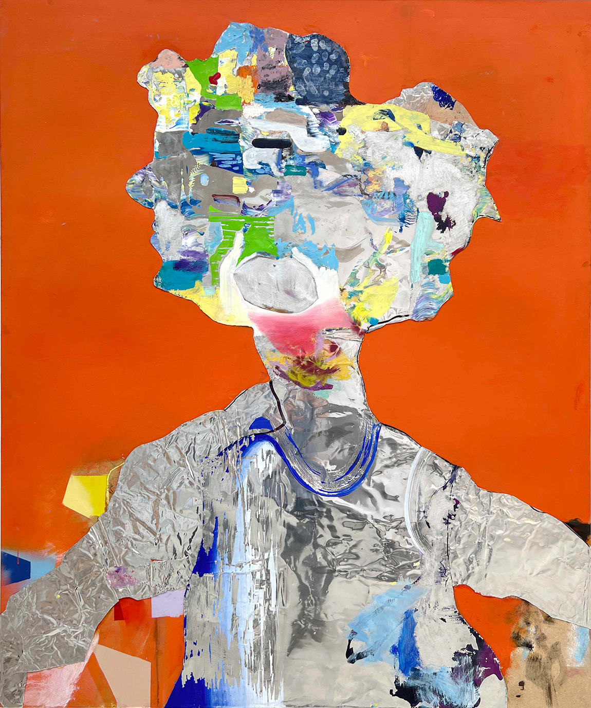 Wolfgang Betke, The Gardener, 2024, Cut out aluminium collage on MDF, acrylic and oil paint