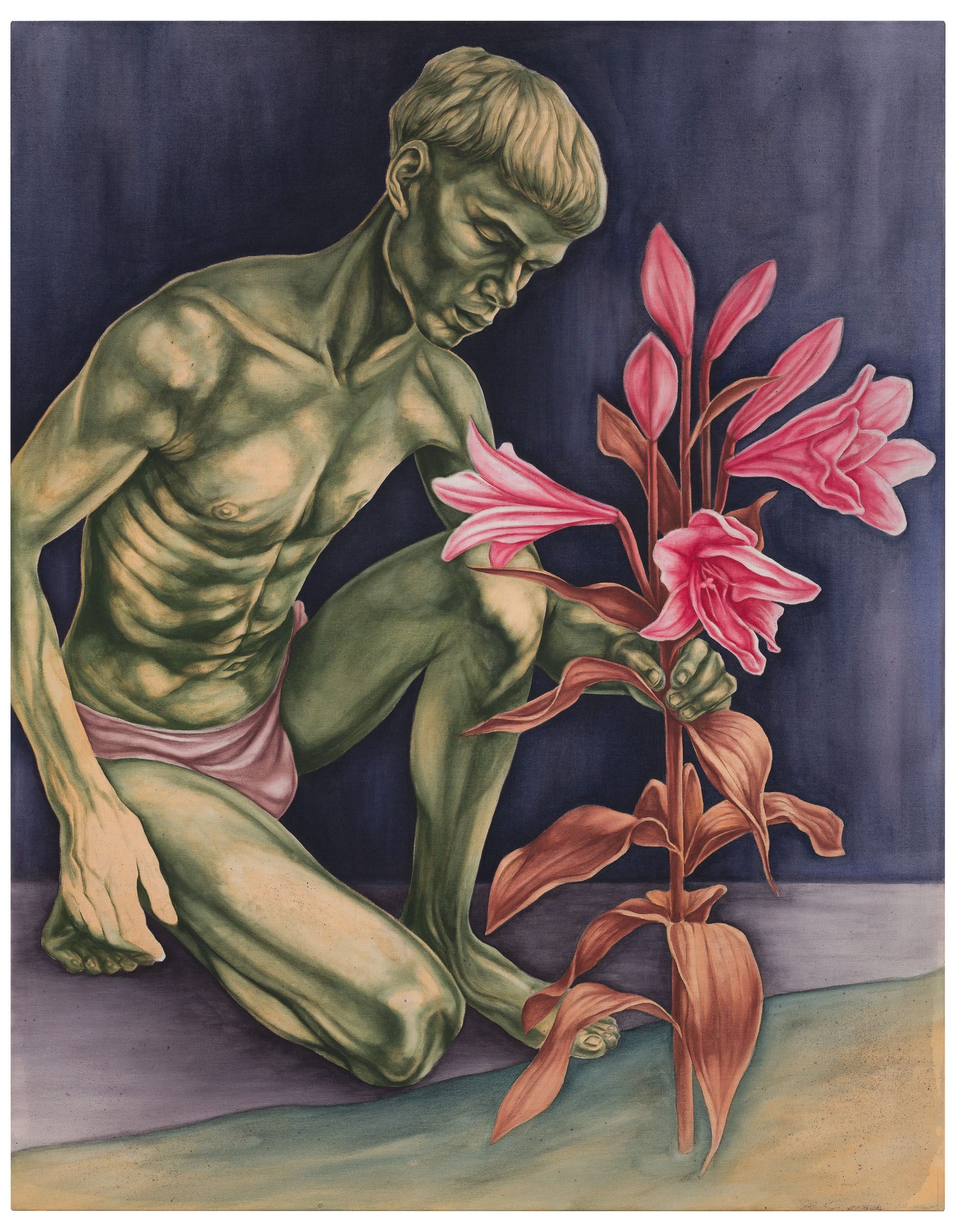 Knight of the flowers (Nikita),  acrylic on canvas,  140x110cm, 2023, photo: Szymon Sokołowski