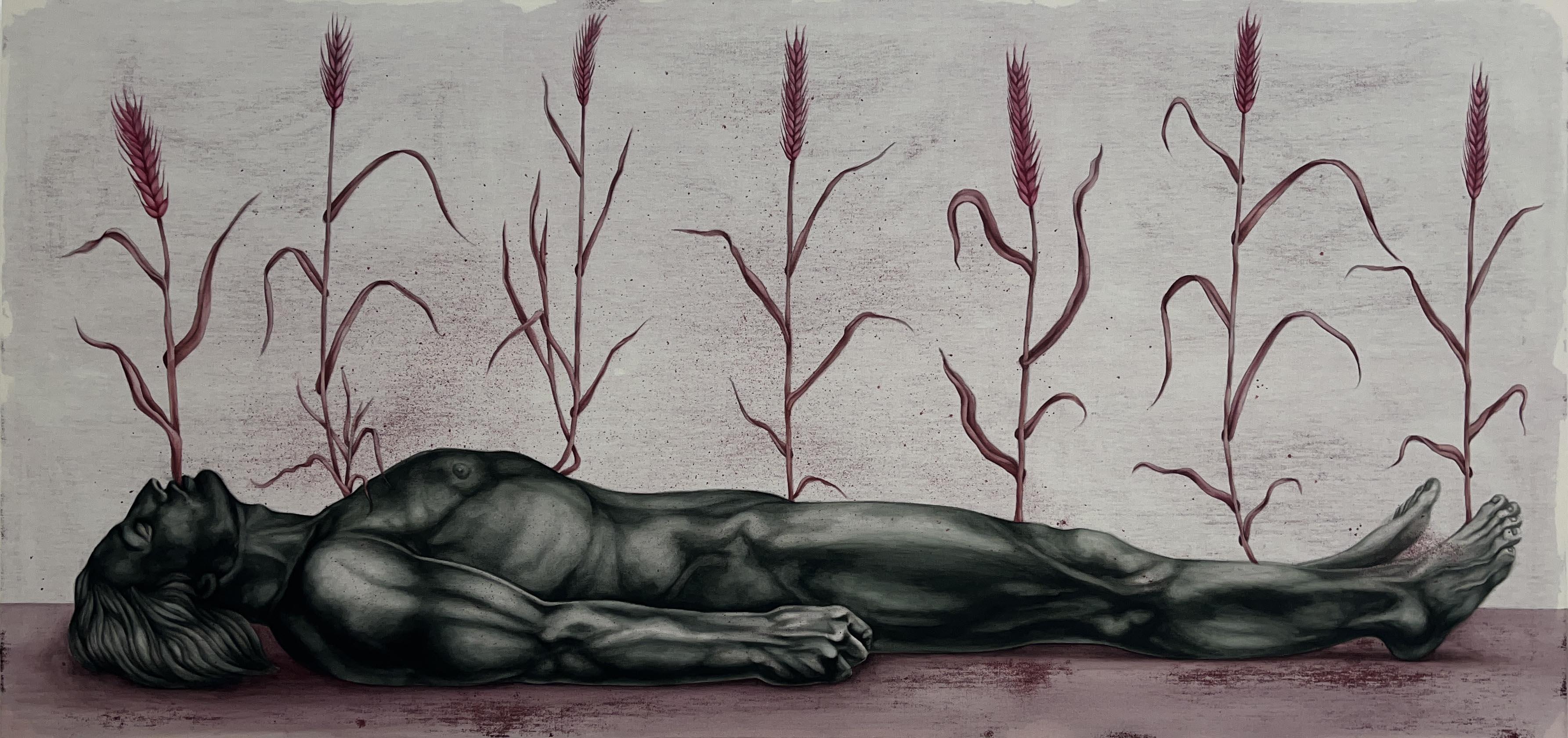 You have to be in hell to see heaven, acrylic on canvas, 110x230, 2023