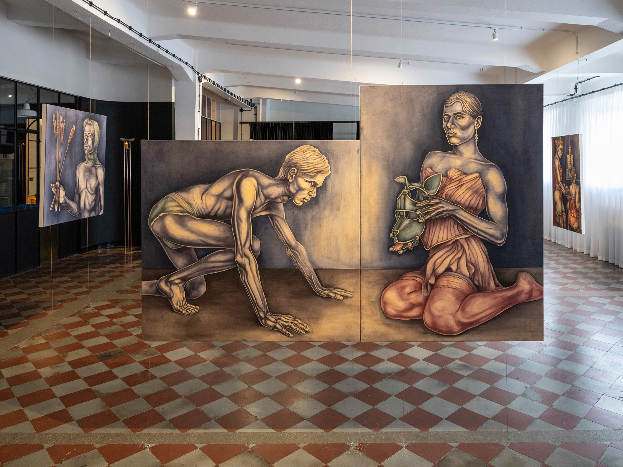 A gift (Nikita&Danil/Dana), acrylic on canvas, 110x120 + 140x100, 2023, photo: Bartosz Górka