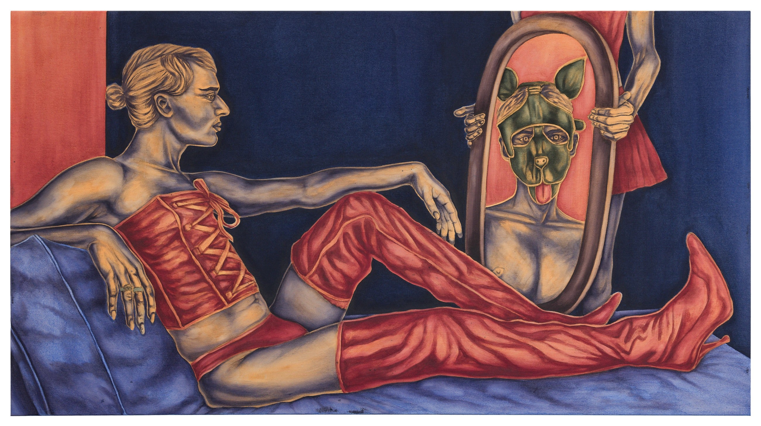 At home II (Danil/Dana&Nikita), acrylic on canvas, 85x155cm, 2024, photo: Szymon Sokołowski