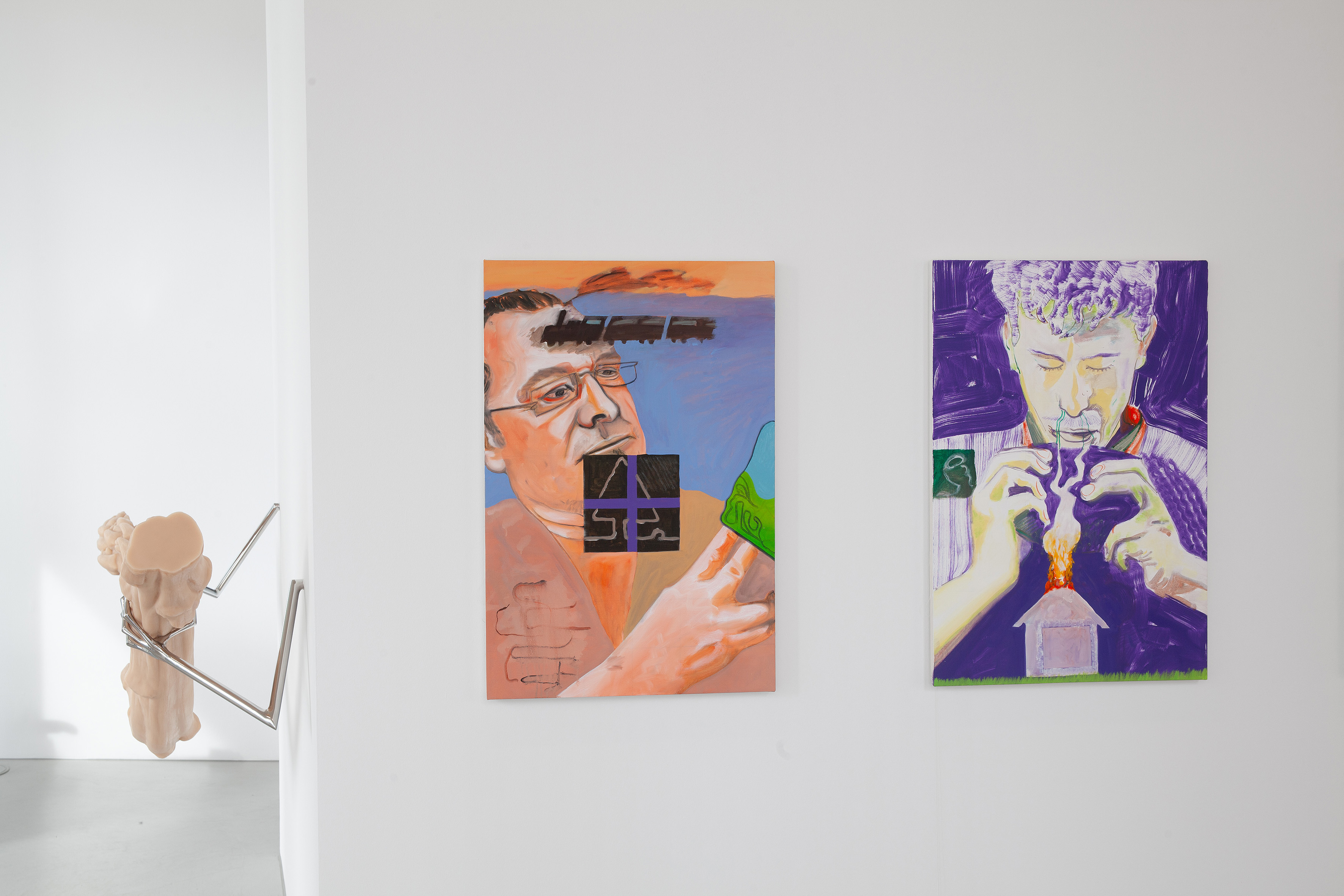 Vittorio Brodmann, âRemembering the Plainsâ (2022), âMidnight Monsterâ (2022) exhibition view âSchlaraffenlandâ, Dortmunder Kunstverein, 2024, Photo: Dortmunder Kunstverein Courtesy: the artist, Galerie Gregor Staiger, ZĂŒrich