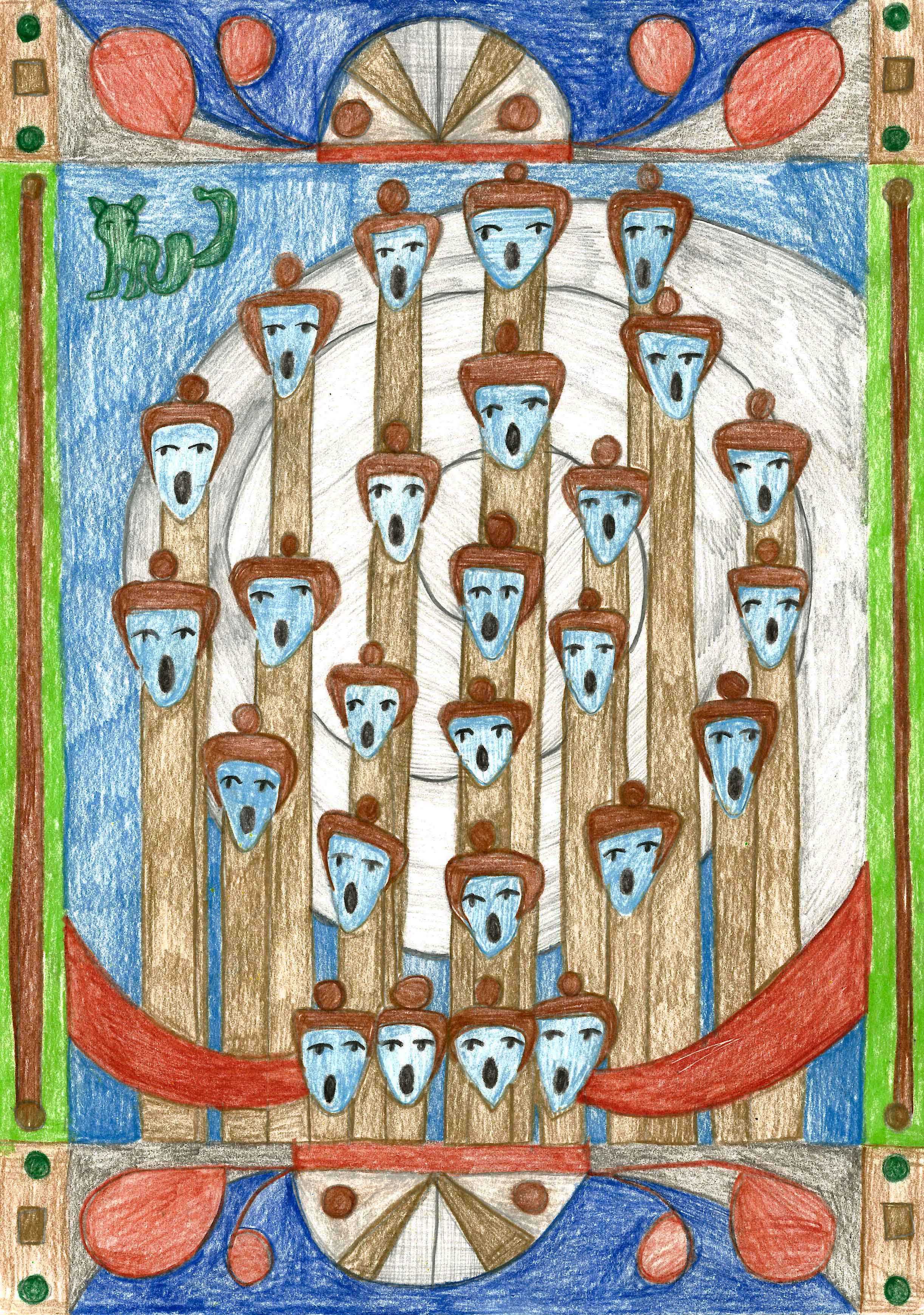 Choir #26, 2024 (part of series of 30), Pencil on paper, 29.7X21 cm