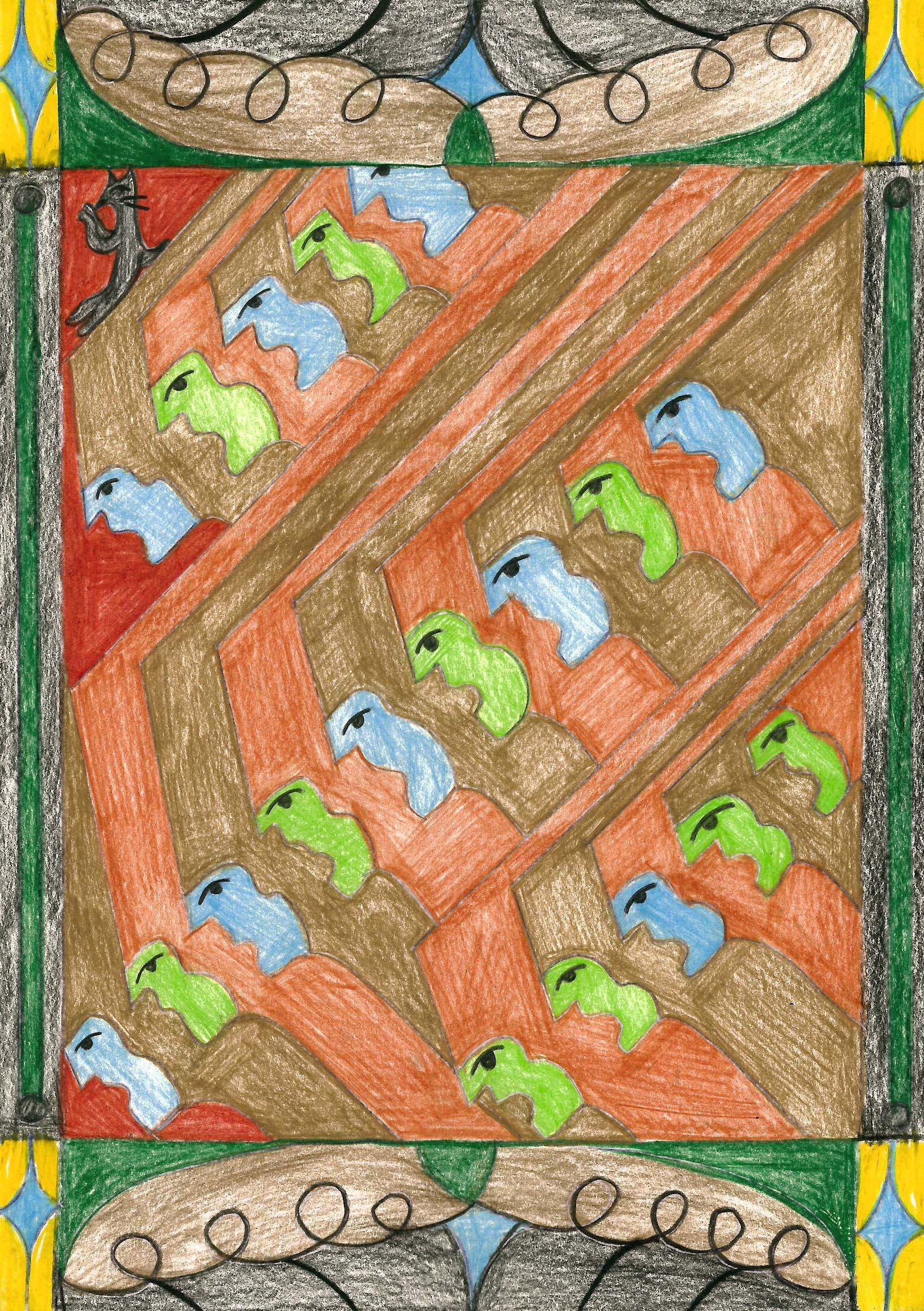 Choir #19, 2024 (part of series of 30), Pencil on paper, 29.7X21 cm