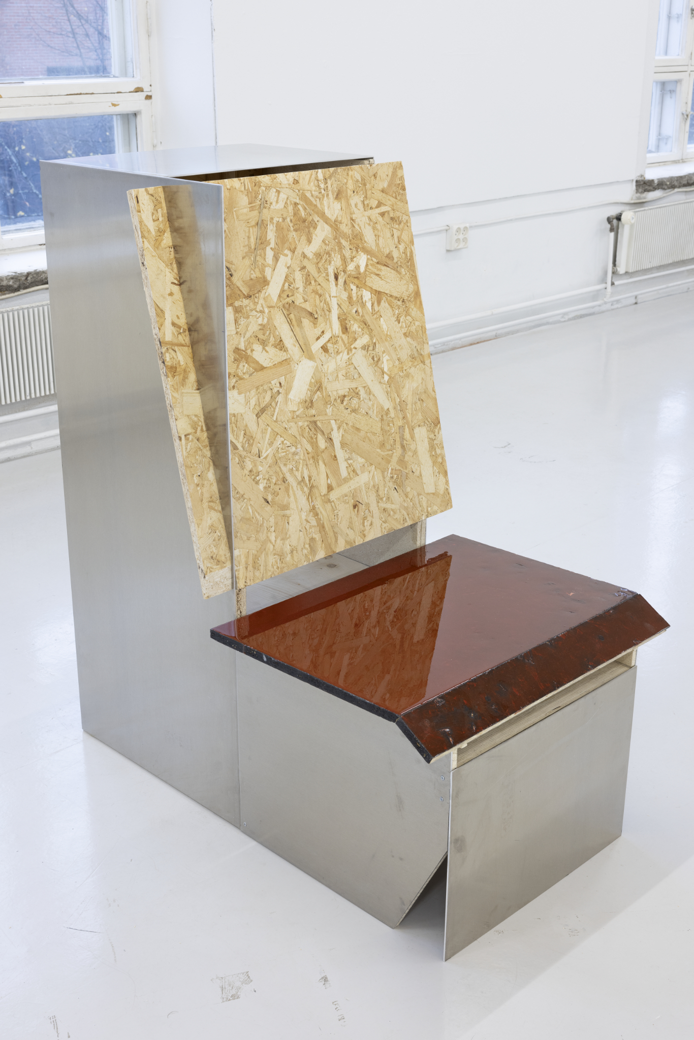 Moduli1, 2024 Aluminium, osb-board, plywood, dyed epoxy, silicate paint, wood 107 x 58 x 92 cm