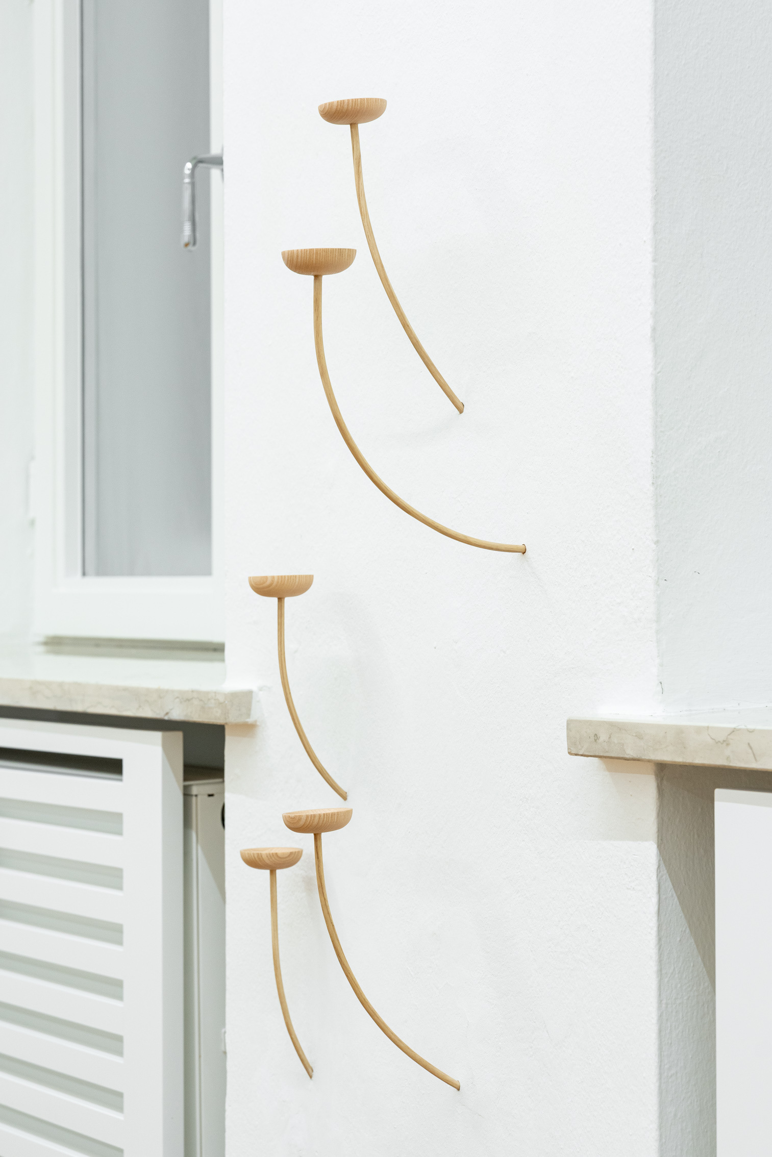 Laura Ní Fhlaibhín, "Soft Nibbles", 2023, ash wood, 12 x 4 x 6 cm