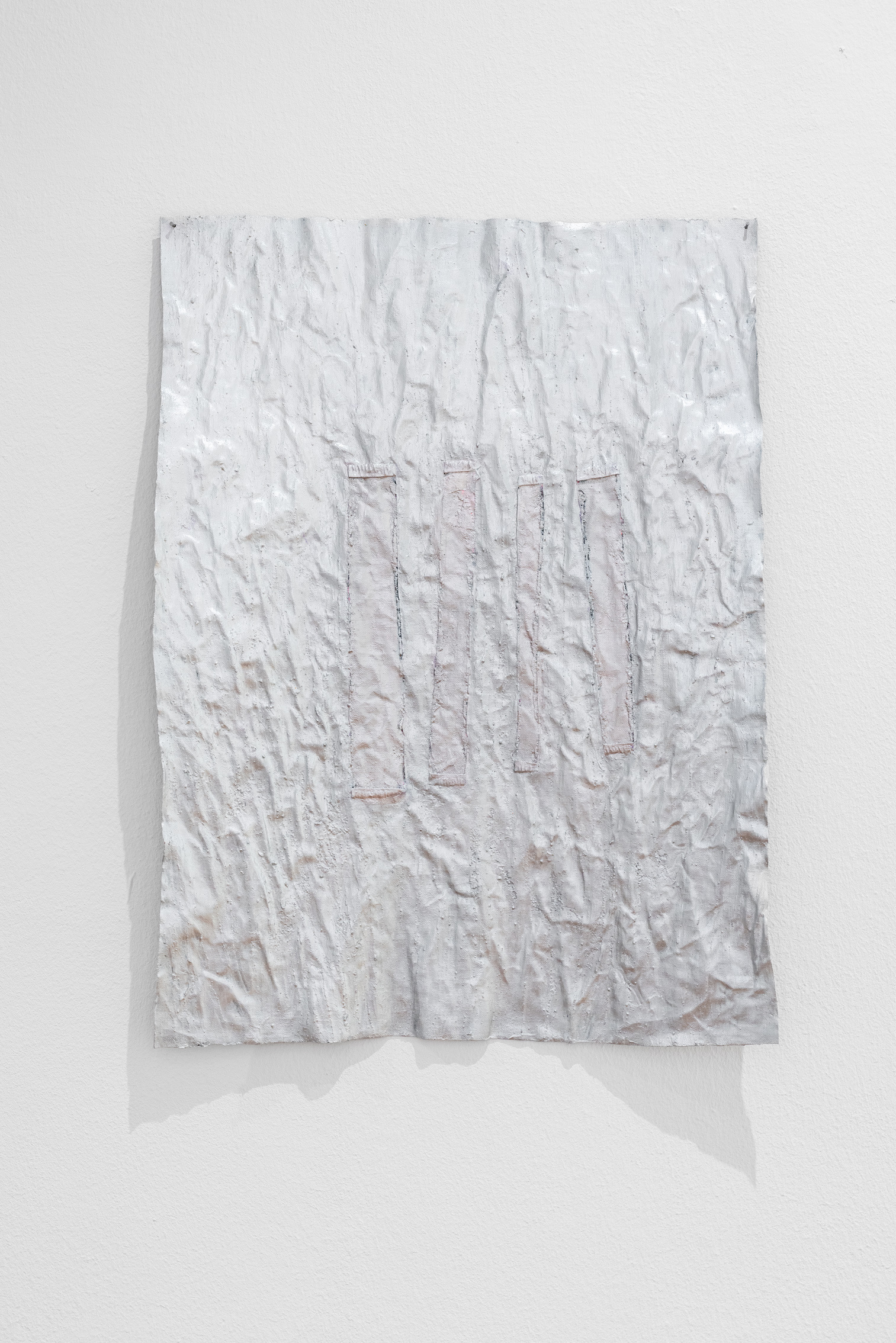 Laura Gannon, "Postcard", 2024, acrylic, ink, string on linen, 48 x 35,5 cm