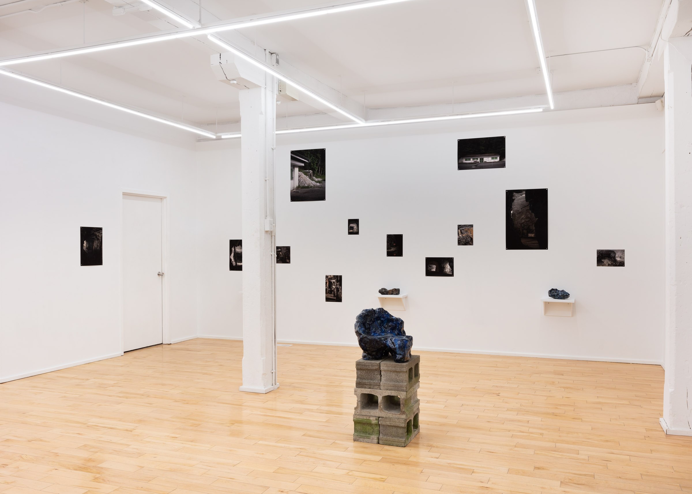 Installation View of "Memories of the Mountain," Studio Pararaum, featuring photography by Félix Michaud, at the Visual Arts Centre of Clarington, 2024.